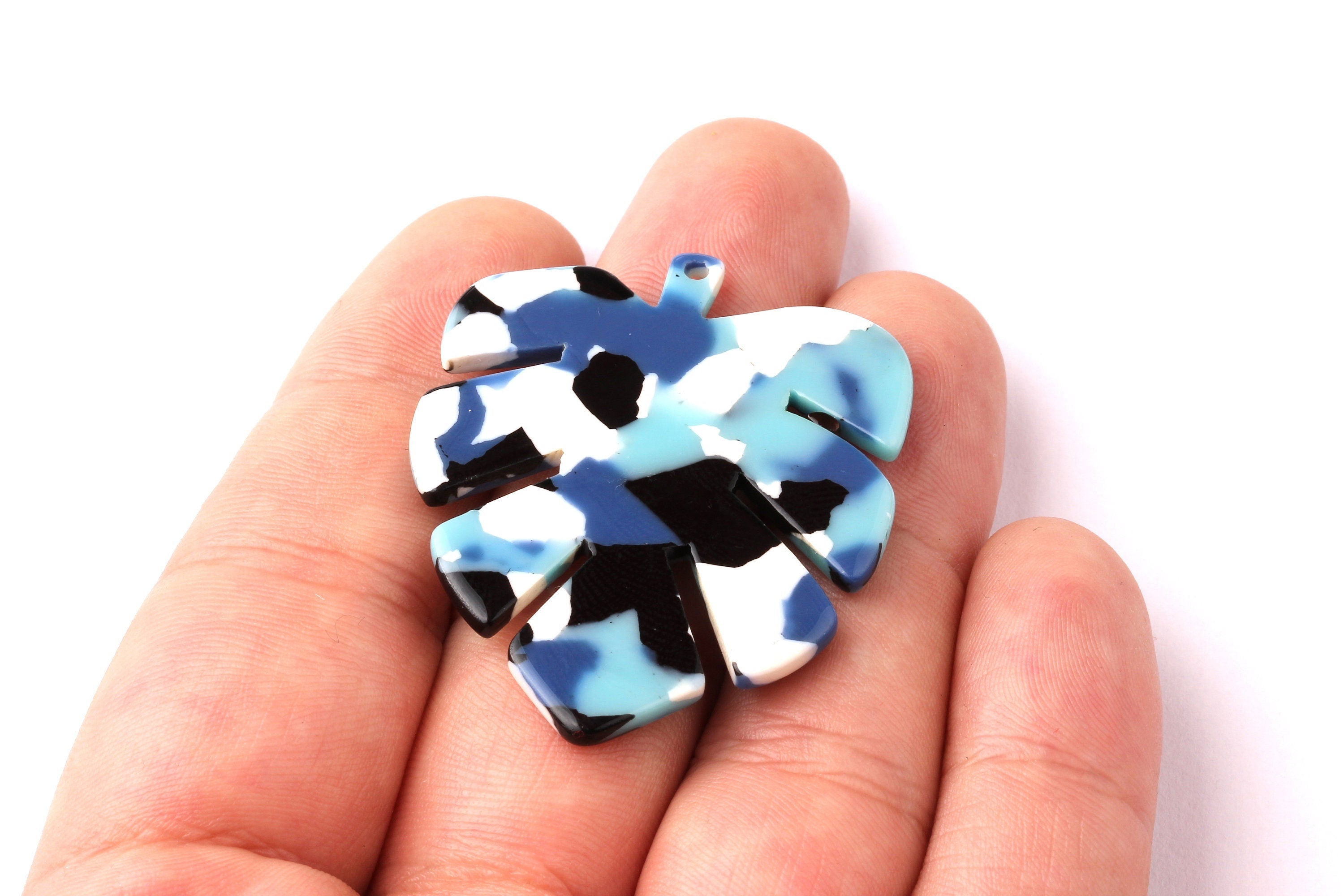 Acetate Leaf Charms -  Leaf Earrings and Pendant - Earring Findings - Jewelry Supplies - Color Code: A16 - 44x35x2.5mm - AC1052G - DOMEDBAZAAR