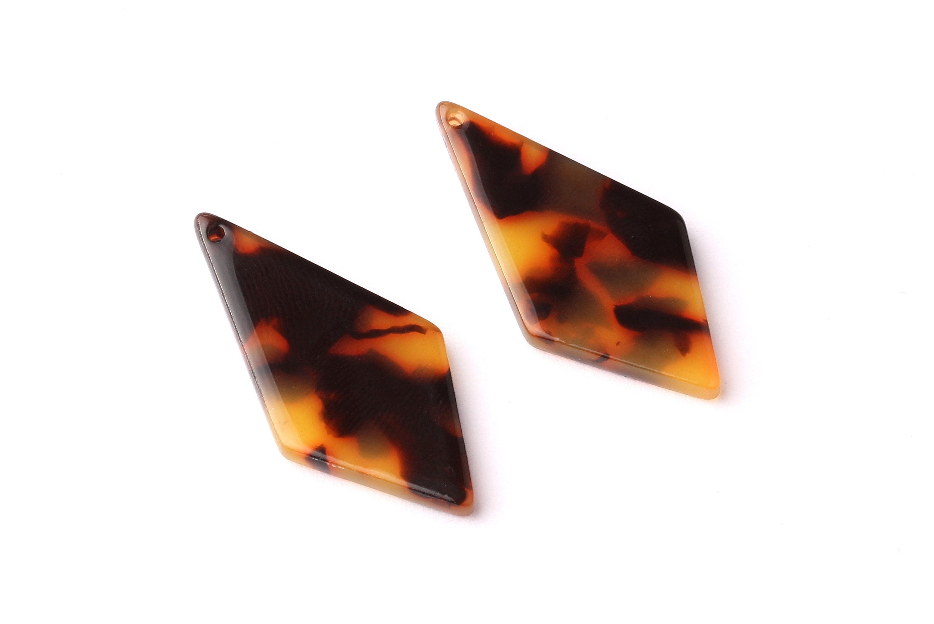 Acetate Diamond Charms - Tortoise Shell Earrings - Diamond Pendant - Jewelry Making Supplies - Color Code: A01 - 31x15x2.6mm - AC1067-A01 - DOMEDBAZAAR