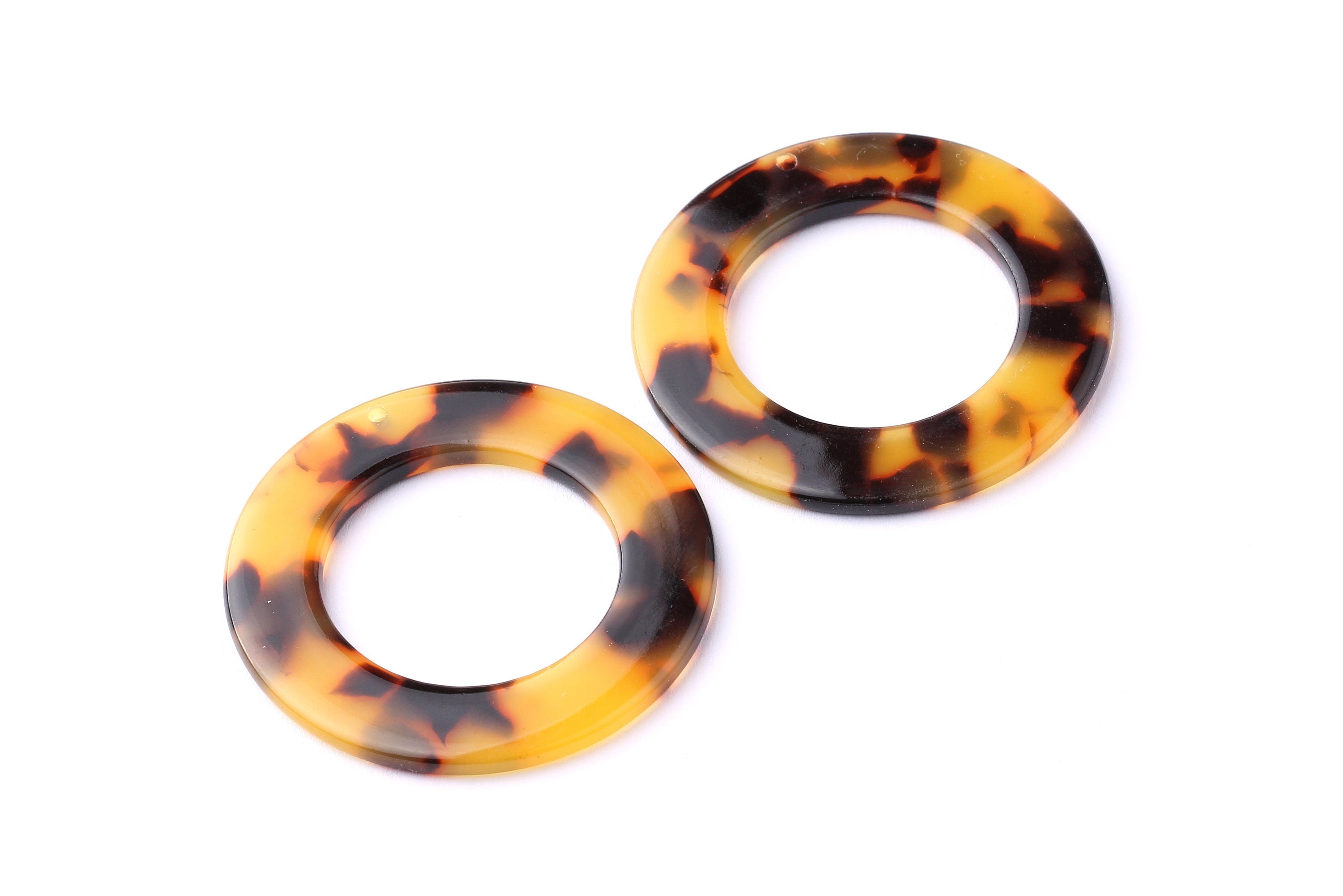 Acetate Circle Charms - Tortoise Shell Earrings - Circle Pendant - Jewelry Making Supplies - Color Code: A02 - 39.8x39.8x2.55mm - AC1070A - DOMEDBAZAAR