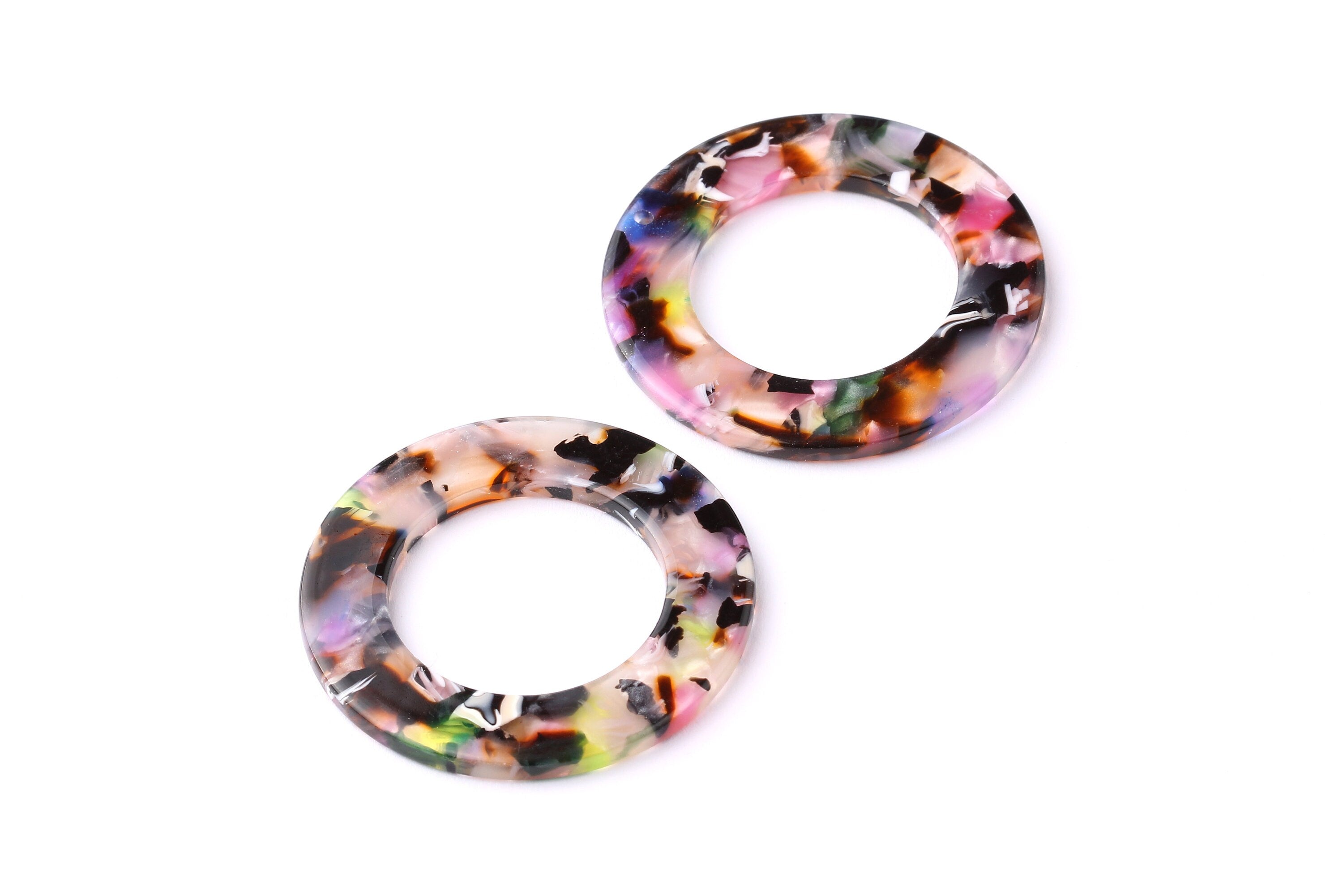 Acetate Circle Charms - Circle Earrings and Pendant - Earring Findings - Jewelry Supplies - Color Code: A11 - 39.8x39.8x2.55mm - AC1070C - DOMEDBAZAAR
