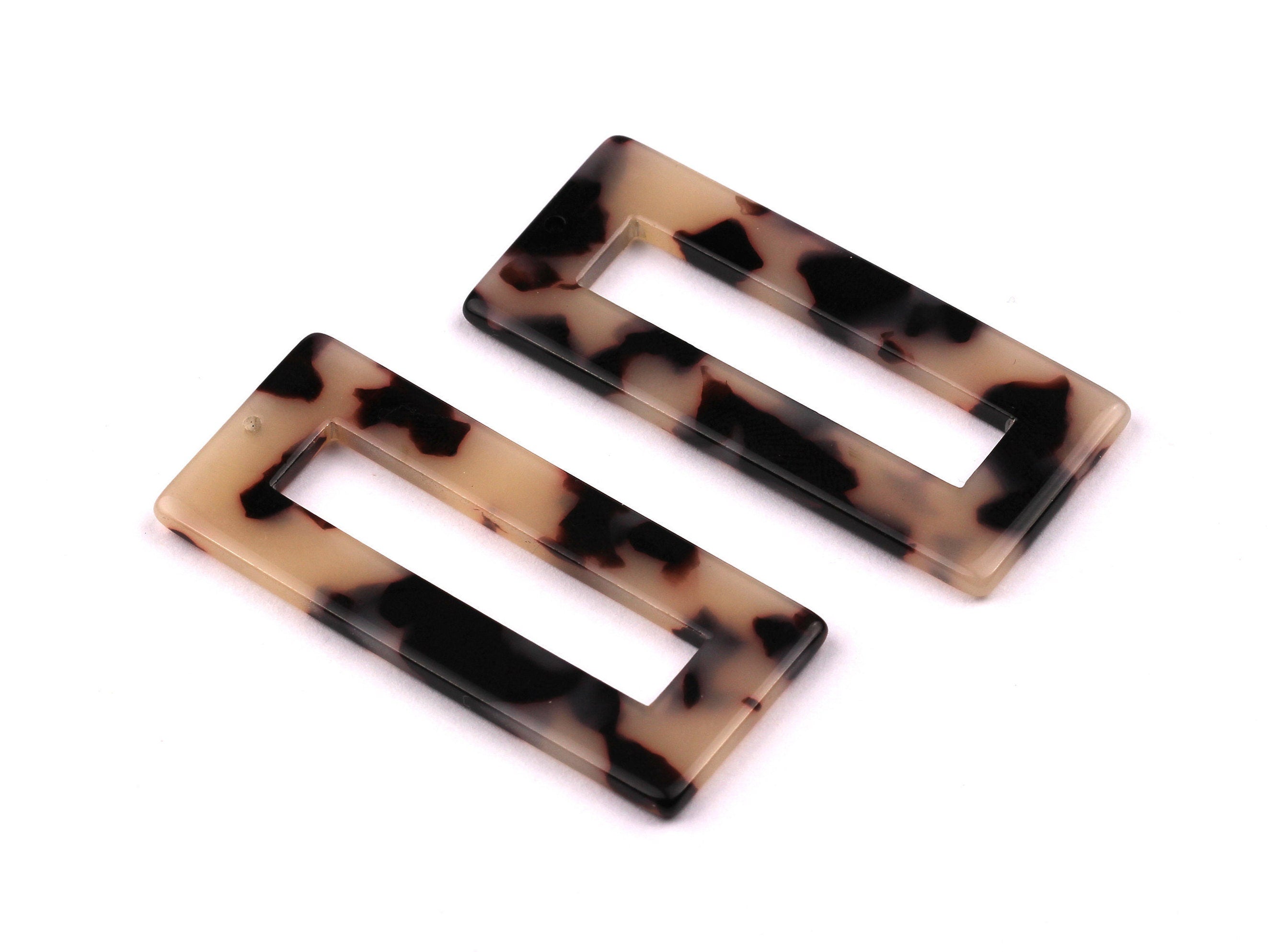 Acetate Rectangle Charms - Blonde Tortoise Shell Earrings - Rectangle Pendant - Color Code: A07 - 48x20mm - AC1025B - DOMEDBAZAAR