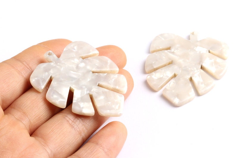 Acetate Leaf Charms -  Leaf Earrings and Pendant - Earring Findings - Jewelry Supplies - Color Code: A12 - 44x35x2.5mm - AC1052D - DOMEDBAZAAR
