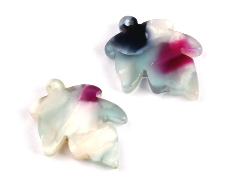 Acetate Leaf Charms - Leaf Earrings and Pendant - Earring Findings - Jewelry Supplies - 18.24x13.8x2.73mm - AC1074C - DOMEDBAZAAR