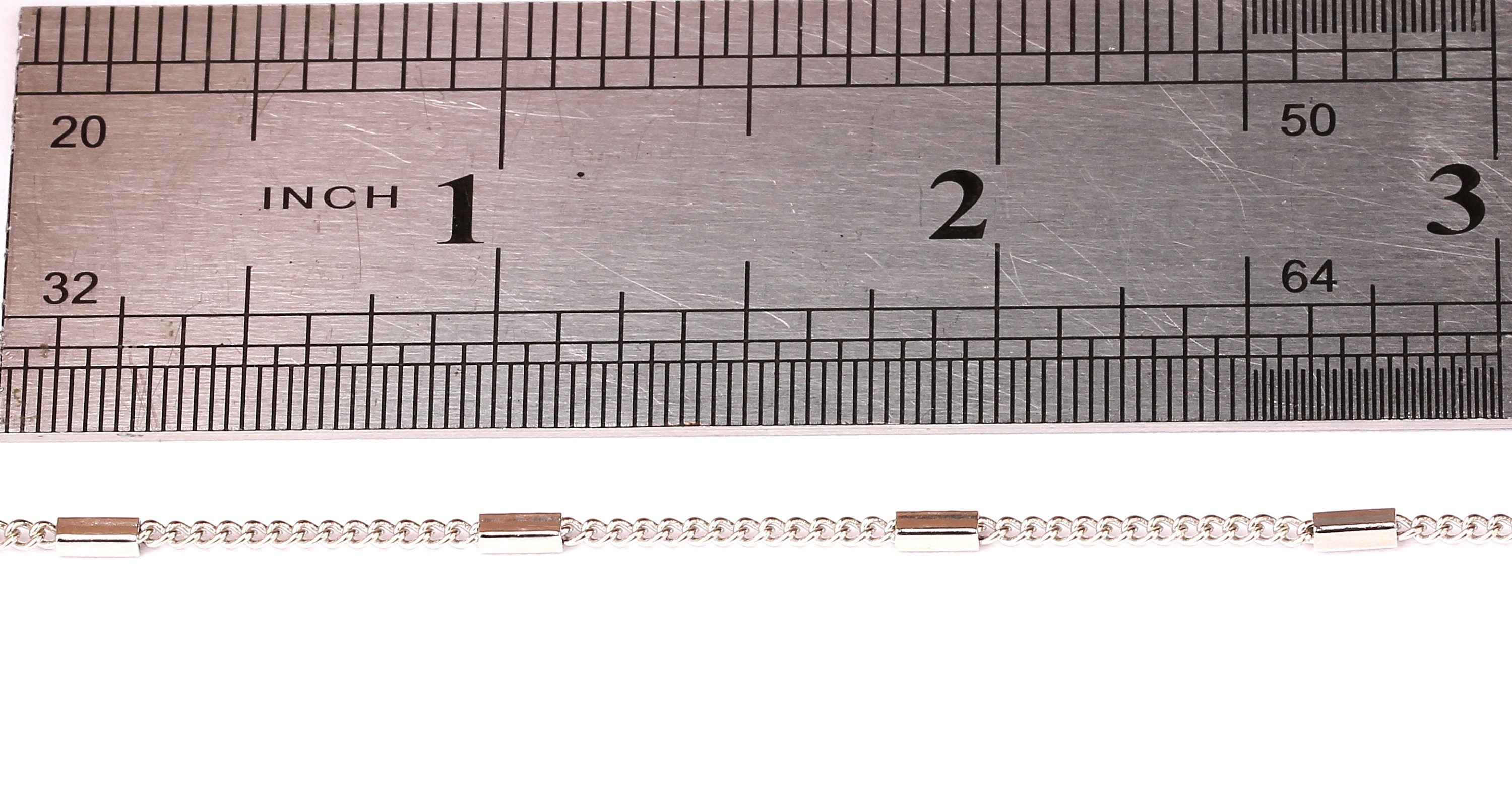 Bar Satellite Curb Chain - Iron Chain- Silver Plated - Soldered - 0.09&quot; x 0.06&quot; x 0.02&quot; - for Necklace Bracelet Jewellery Making - CC1001 - DOMEDBAZAAR