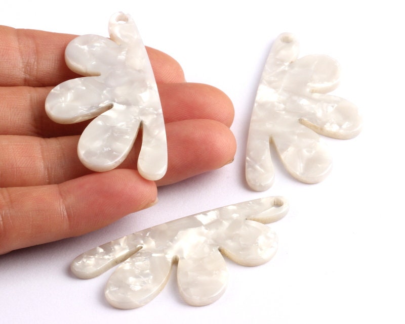 Tortoise Shell Earrings - Acetate Earring Charms - Flower Shaped Pendant - Earring Findings - Color Code: A12 - 54.4x27.3x2.53mm - AC1090D - DOMEDBAZAAR