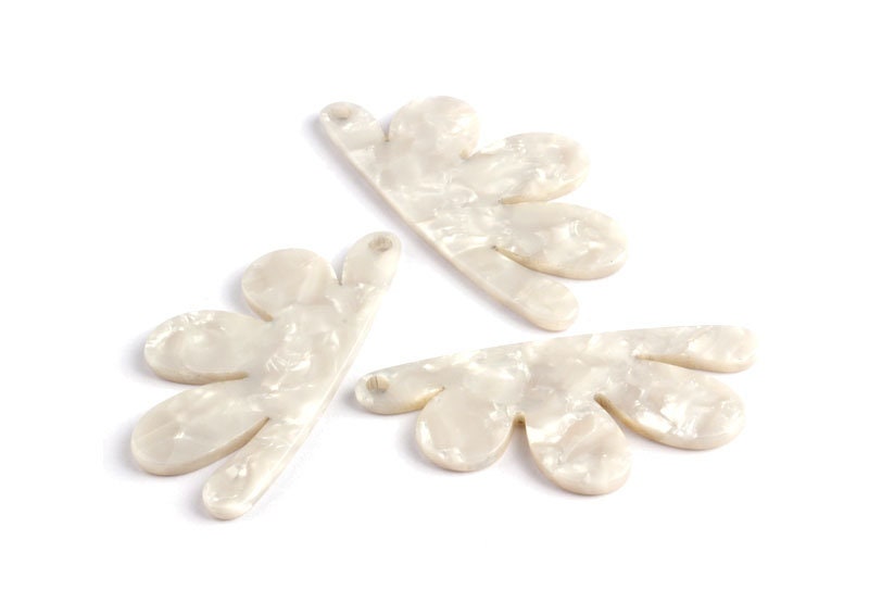 Tortoise Shell Earrings - Acetate Earring Charms - Flower Shaped Pendant - Earring Findings - Color Code: A12 - 54.4x27.3x2.53mm - AC1090D - DOMEDBAZAAR