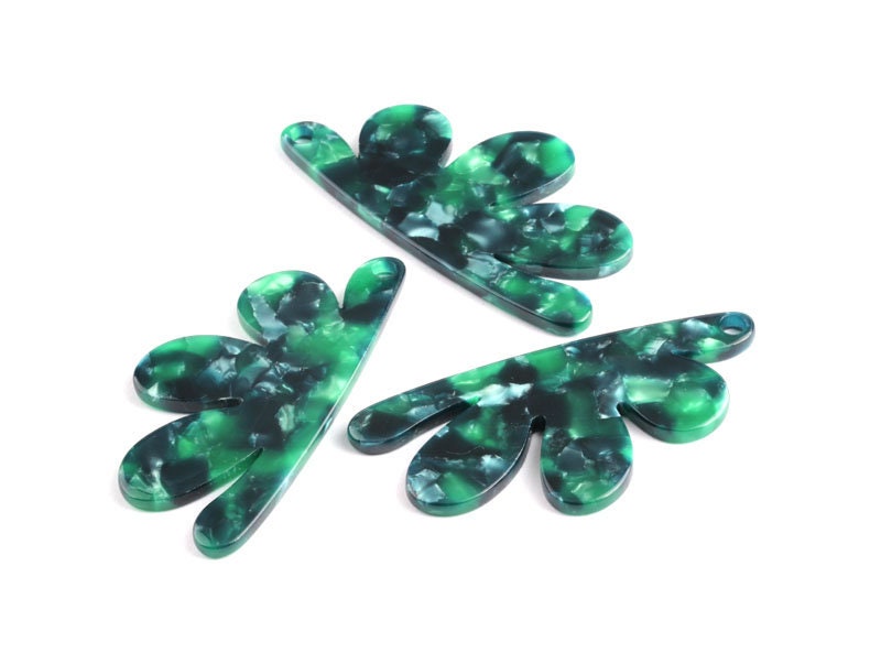 Acetate Flower Earring Charms - Flower Shaped Pendant - Earring Findings - Jewelry Supplies - Color Code: A13 - 54.4x27.3x2.53mm - AC1090H - DOMEDBAZAAR