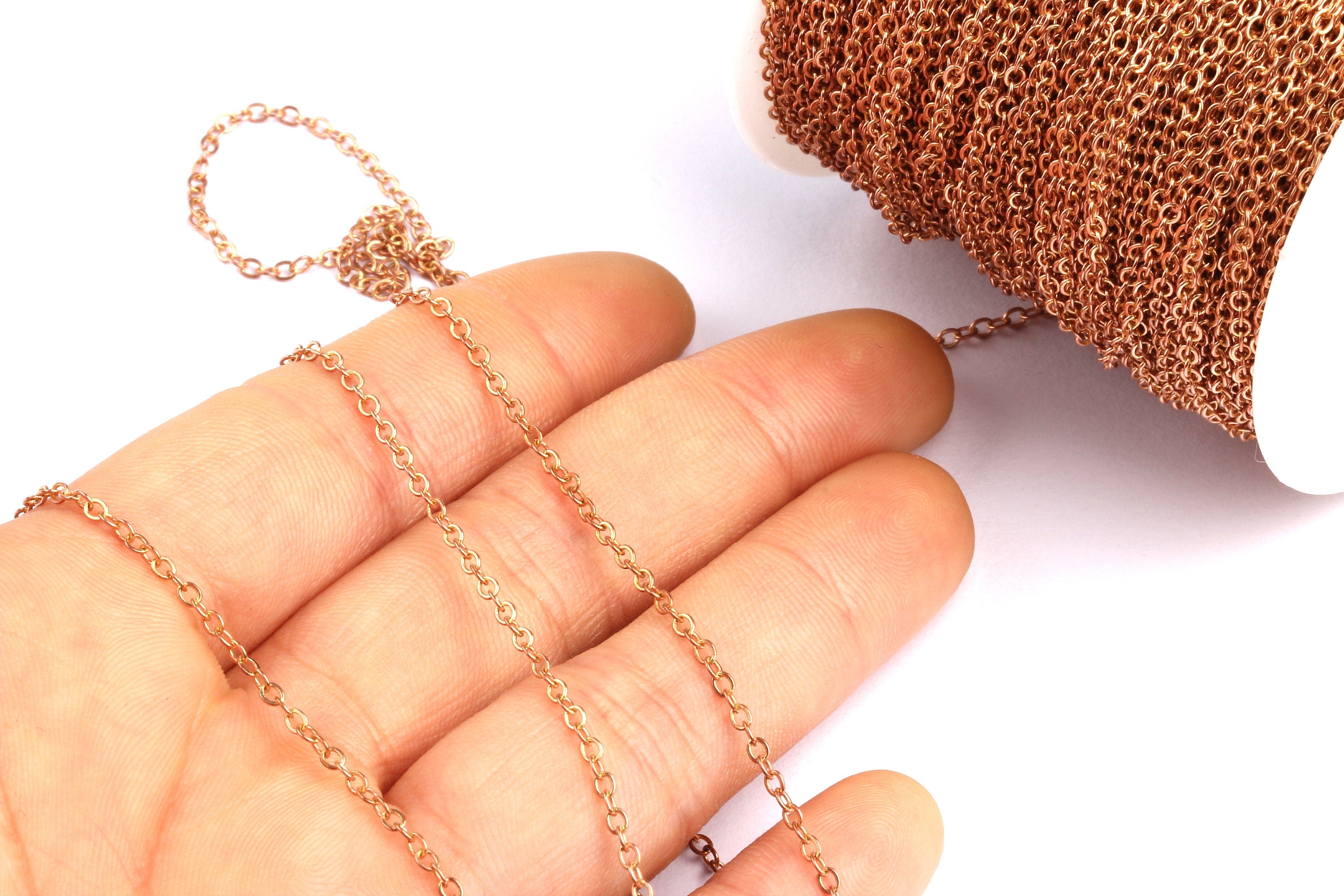 Flat Soldered Cable Chain - Iron Chain - Soldered Link Chain - 0.09&quot; x 0.07&quot; x 0.01&quot; - for Necklace  Jewellery Making - CC1041i - DOMEDBAZAAR