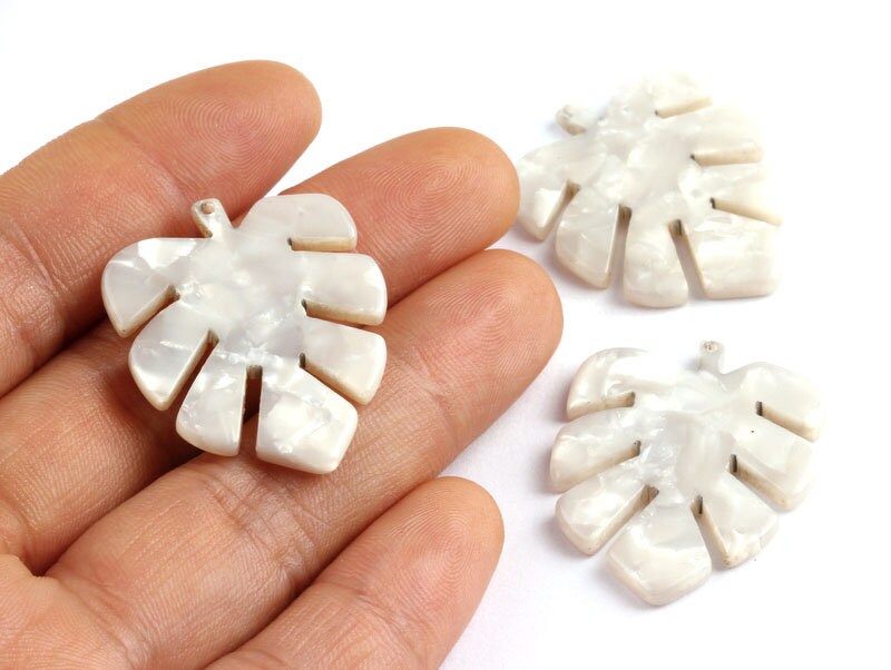 Acetate Leaf Earring Charms - Acetate Leaf Pendant - Earring Findings - Jewelry Supplies - Color Code: A12 - 30x24.5x2.57mm - AC1087D - DOMEDBAZAAR