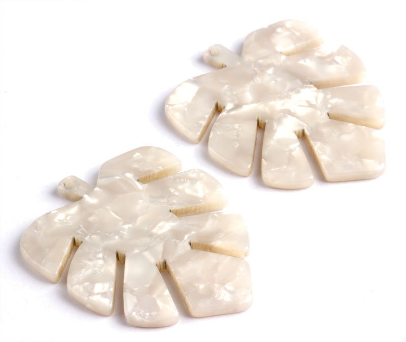 Acetate Leaf Charms -  Leaf Earrings and Pendant - Earring Findings - Jewelry Supplies - Color Code: A12 - 44x35x2.5mm - AC1052D - DOMEDBAZAAR