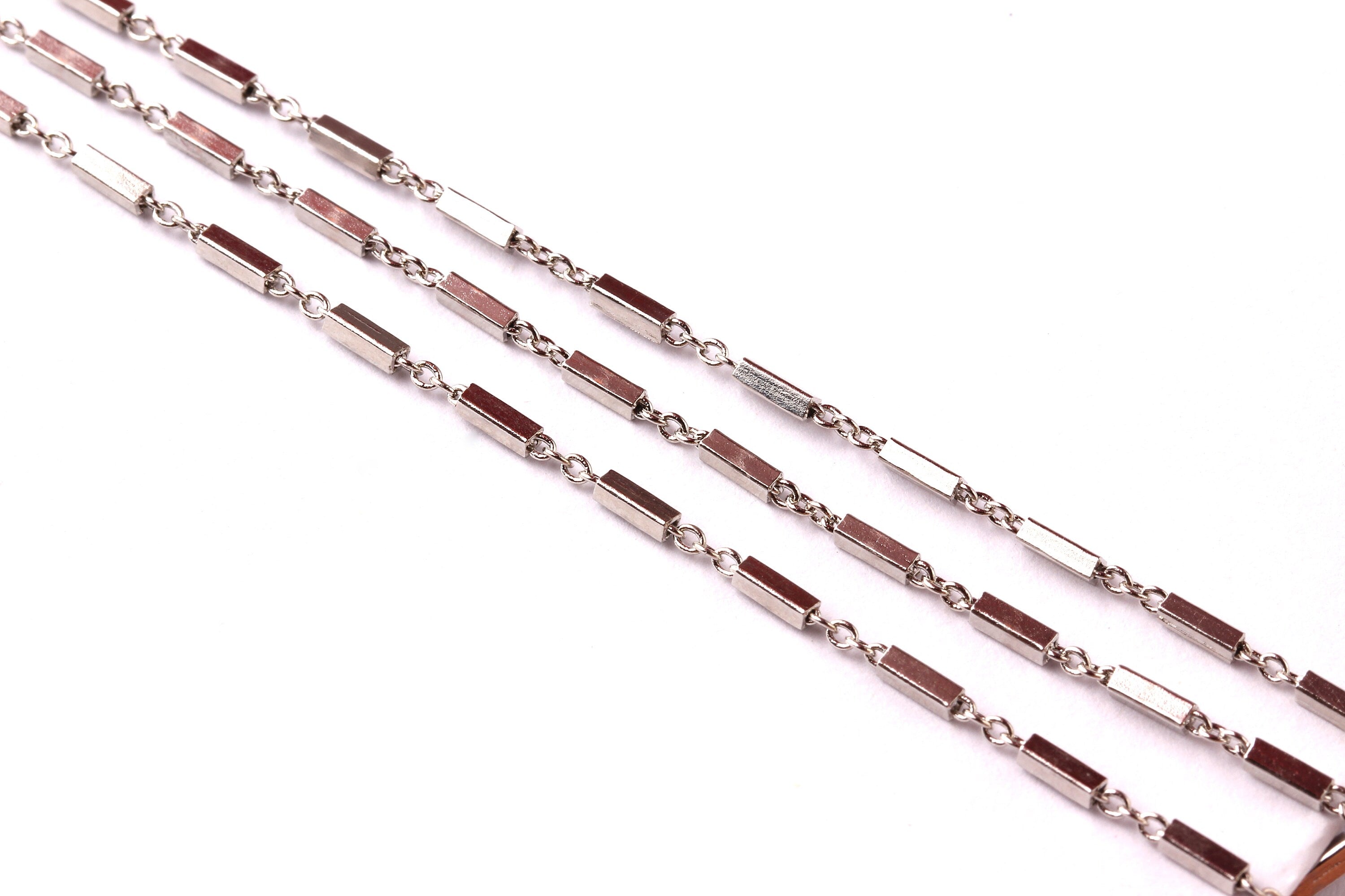 Bar Satellite Cable Chain - Brass Chain- Silver Plated - Soldered - 0.07&quot; x 0.05&quot; x 0.01&quot; - for Necklace Bracelet Jewellery Making - CC1002 - DOMEDBAZAAR