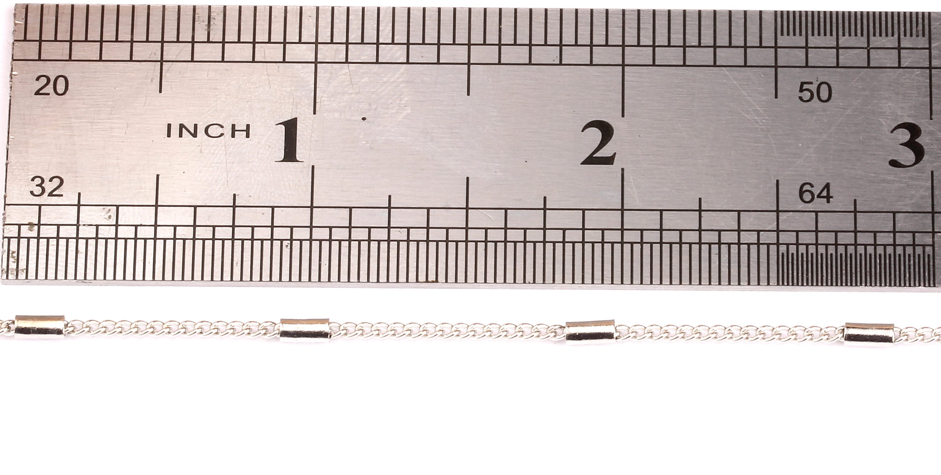 Bar Satellite Curb Chain - Iron Chain- Silver Plated - Soldered - 0.09&quot; x 0.06&quot; x 0.01&quot; - for Necklace Bracelet Jewellery Making - CC1008 - DOMEDBAZAAR