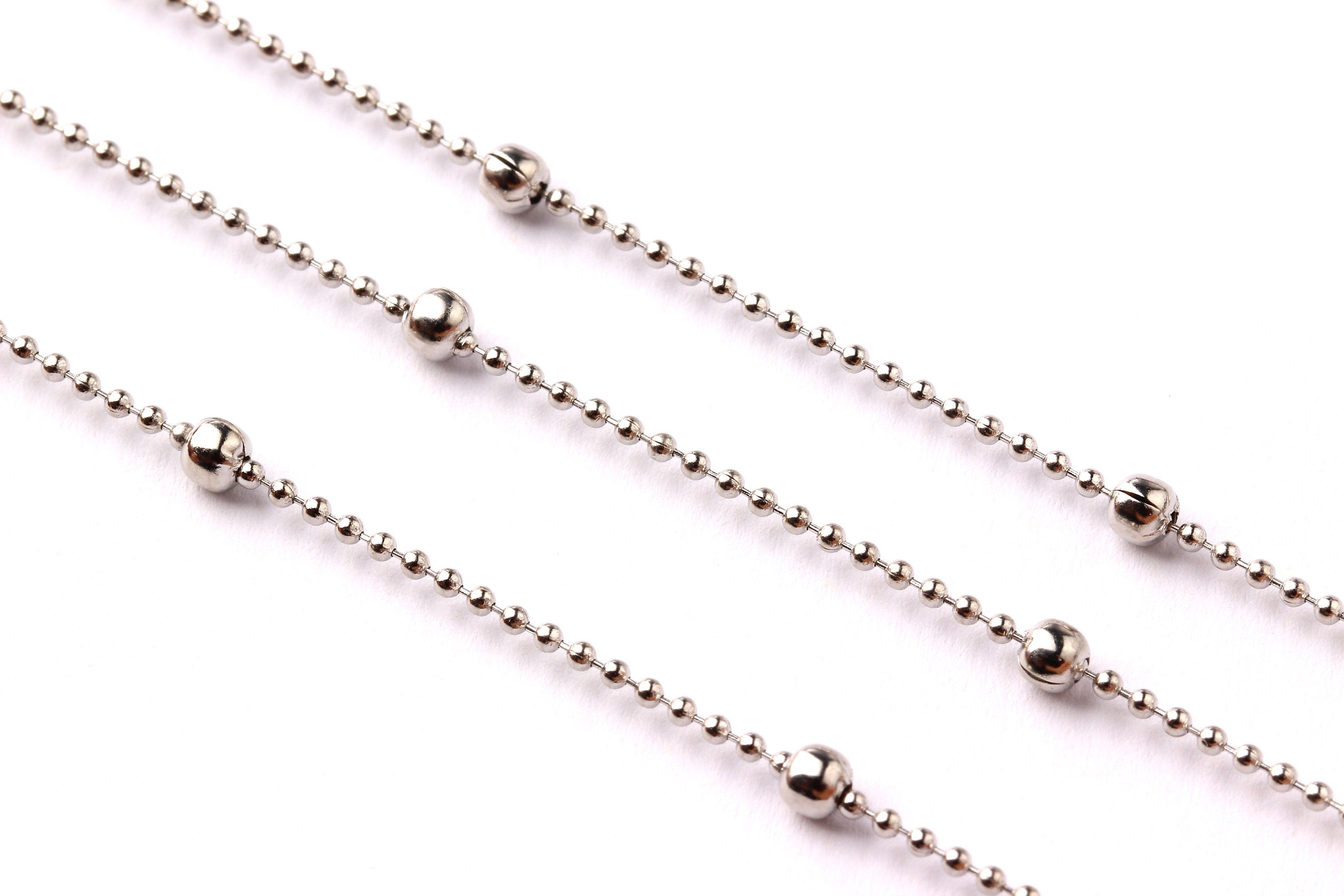 Ball Satellite Faceted Ball Chain - Brass Chain- Silver Plated - Faceted Chain - 0.05&quot; - for Necklace Bracelet Jewellery Making - CC1016 - DOMEDBAZAAR