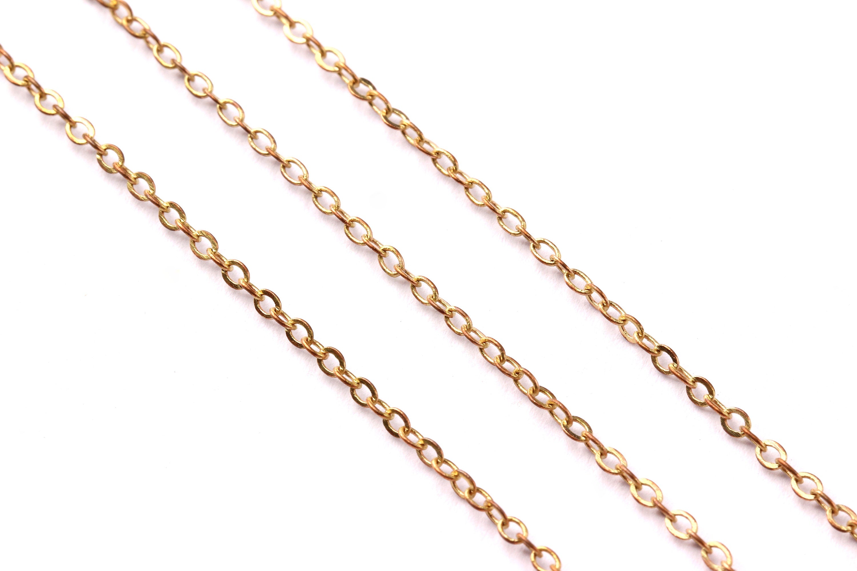 Flat Soldered Cable Chain - Raw Brass Chain -Brass Soldered Link Chain - 0.09&quot; x 0.07&quot; x 0.01&quot; - for Necklace  Jewellery Making - CC1041B - DOMEDBAZAAR