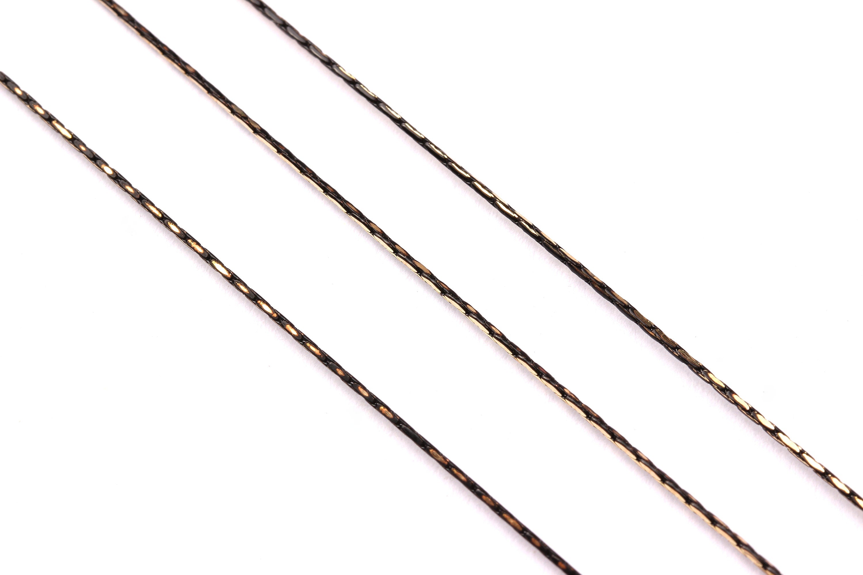 Faceted Tiny Snake Chain - Brass Chain - Antique Brass Faceted Black Chain  0.03&quot; - for Necklace Bracelet Jewellery Making - CC1044 - DOMEDBAZAAR