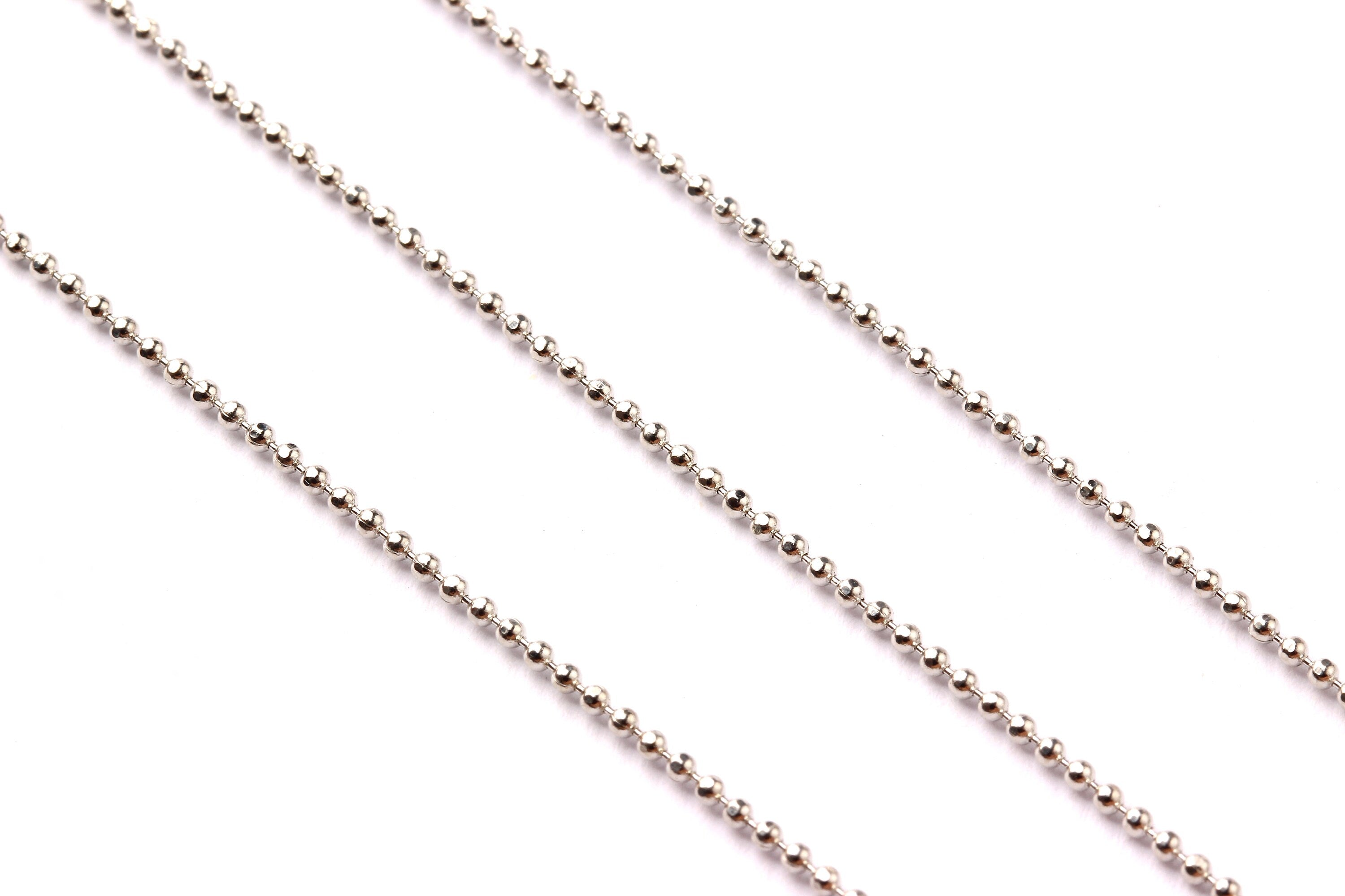 Faceted Tiny Ball Chain - Brass Chain - Silver Tone Plated - 0.05&quot; - for Necklace Bracelet Earing Jewellery Making - CC1045 - DOMEDBAZAAR