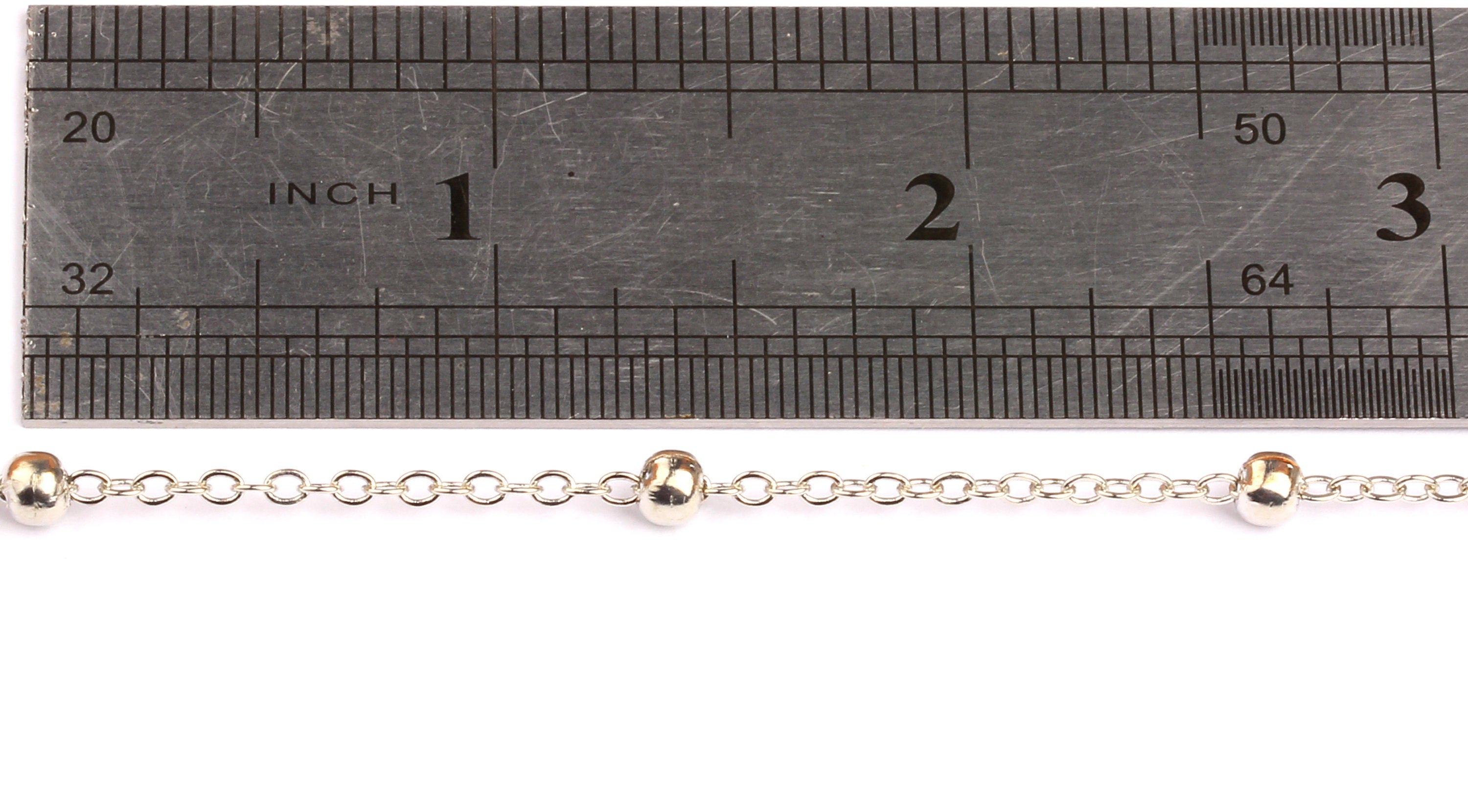Ball Satellite Cable Chain - Iron Chain- Silver Plated - Soldered - 0.10&quot; x 0.08&quot; x 0.02&quot;  - for Necklace  Jewellery Making - CC1047 - DOMEDBAZAAR