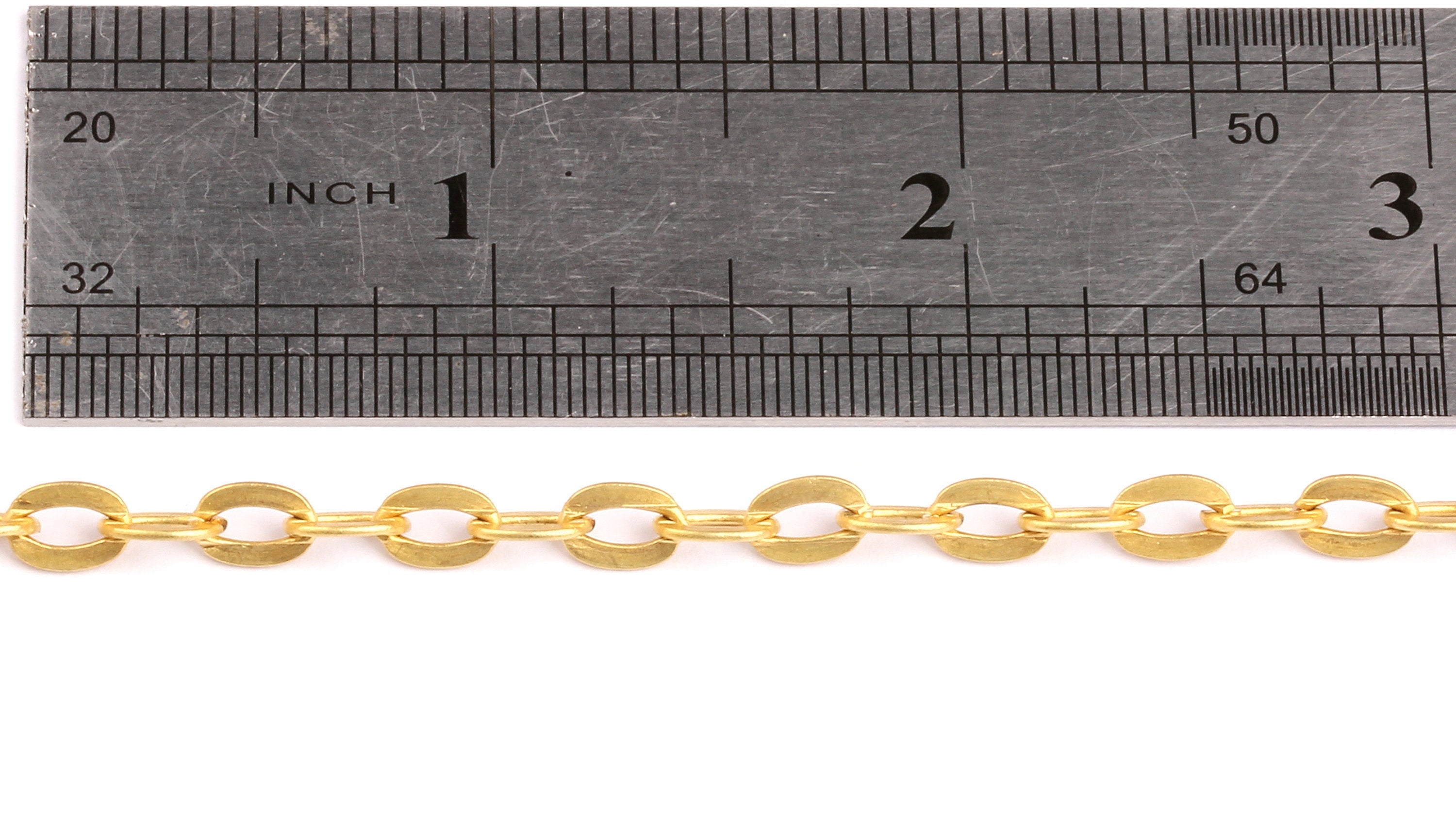 Flat Cable Chain - Raw Brass Chain - Unsoldered Link - Faceted Raw Brass Cable Chain - 0.27&quot; x 0.18&quot; x 0.02&quot;- for  Jewellery Making - CC1048 - DOMEDBAZAAR