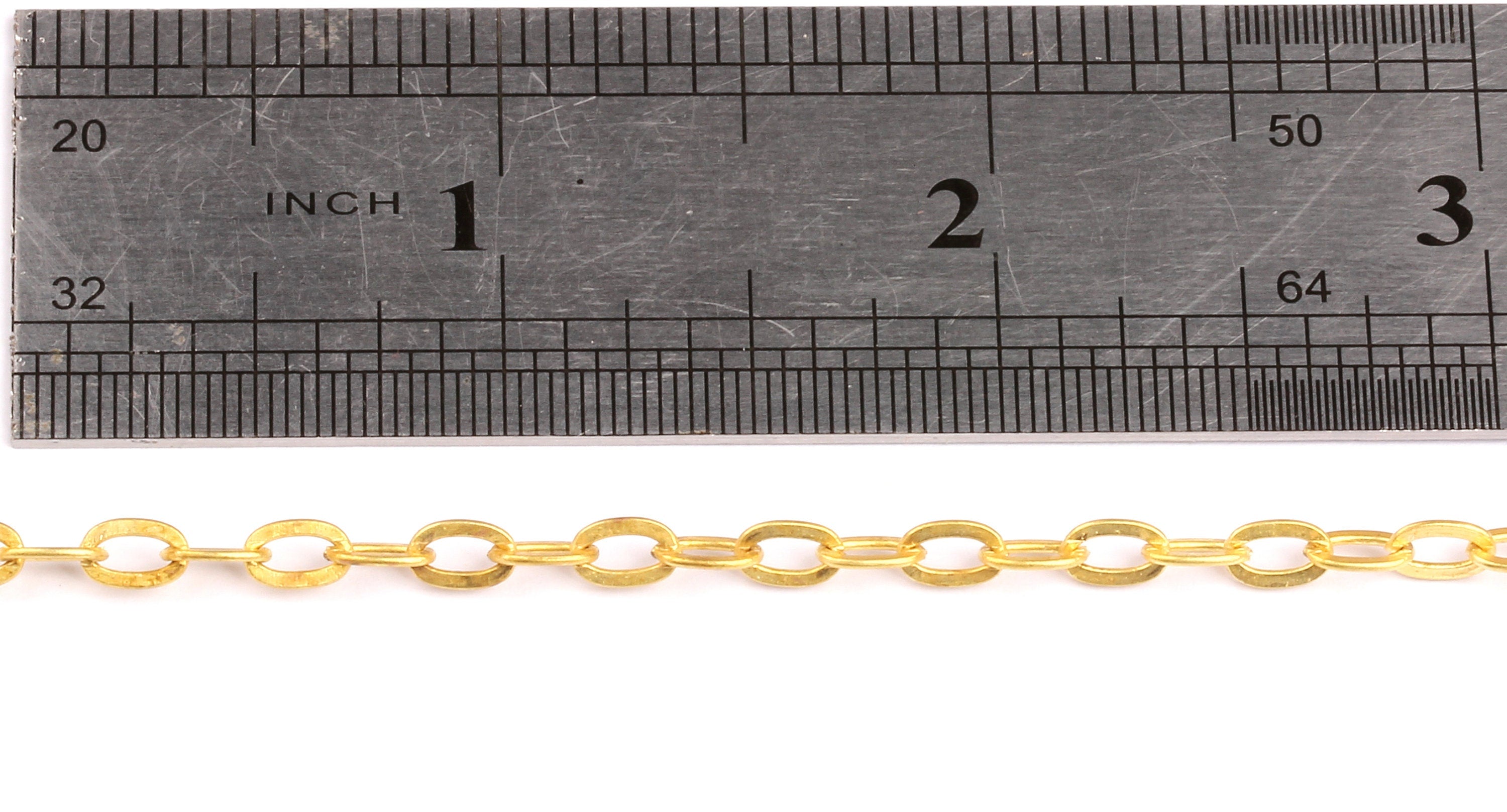 Flat Cable Chain - Raw Brass Chain - Unsoldered Link - Faceted Raw Brass Cable Chain - 0.22&quot; x 0.14&quot; x 0.02&quot; - Jewellery Making - CC1049 - DOMEDBAZAAR
