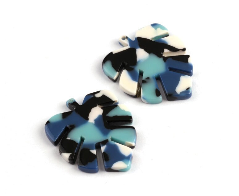 Acetate Leaf Earring Charms - Monstera Leaf Pendant - Earring Findings - Jewelry Supplies - Color Code: A16 - 30x24.5x2.57mm - AC1087G - DOMEDBAZAAR