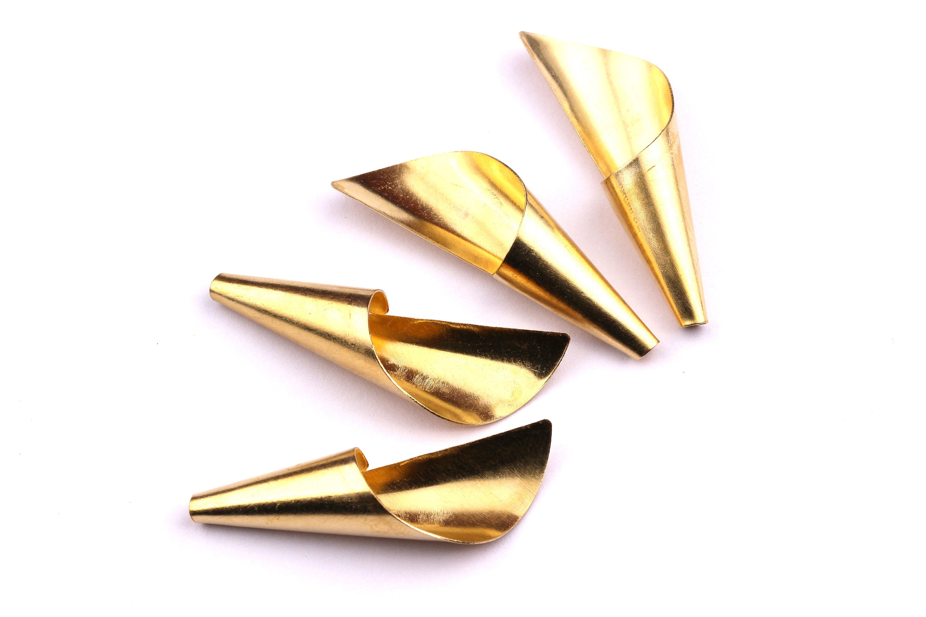Brass Cone Bead Caps- Raw Brass Cone Bead Caps - Jewelry Supplies - 40x12mm - PP1204 - DOMEDBAZAAR