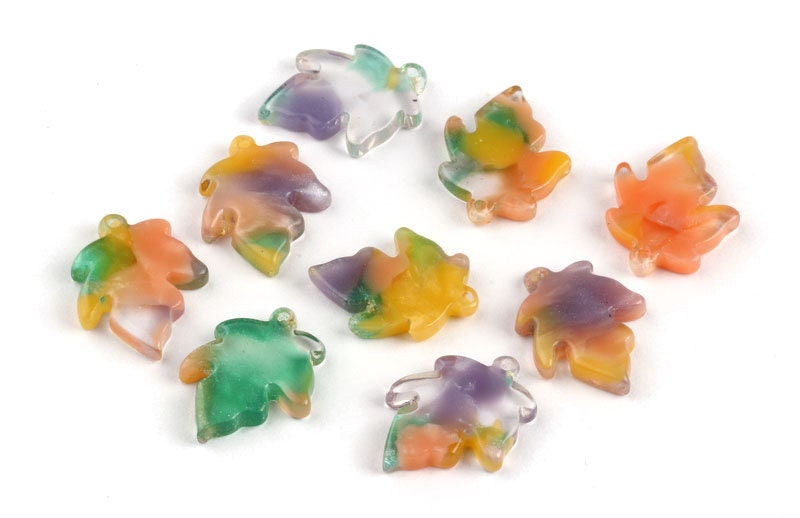 Acetate Leaf Charms - Leaf Earrings and Pendant - Earring Findings - Jewelry Supplies - Color Code: A85 - 18.24x13.8x2.73mm - AC1074A - DOMEDBAZAAR