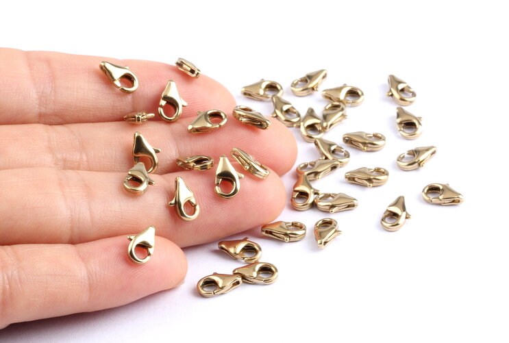 Brass Parrot Claps - Raw Brass Lobster Claw Claps -Making Jewelry - Jewelry Supplies - 8.6x4.6x2.5mm - KS1003 - DOMEDBAZAAR