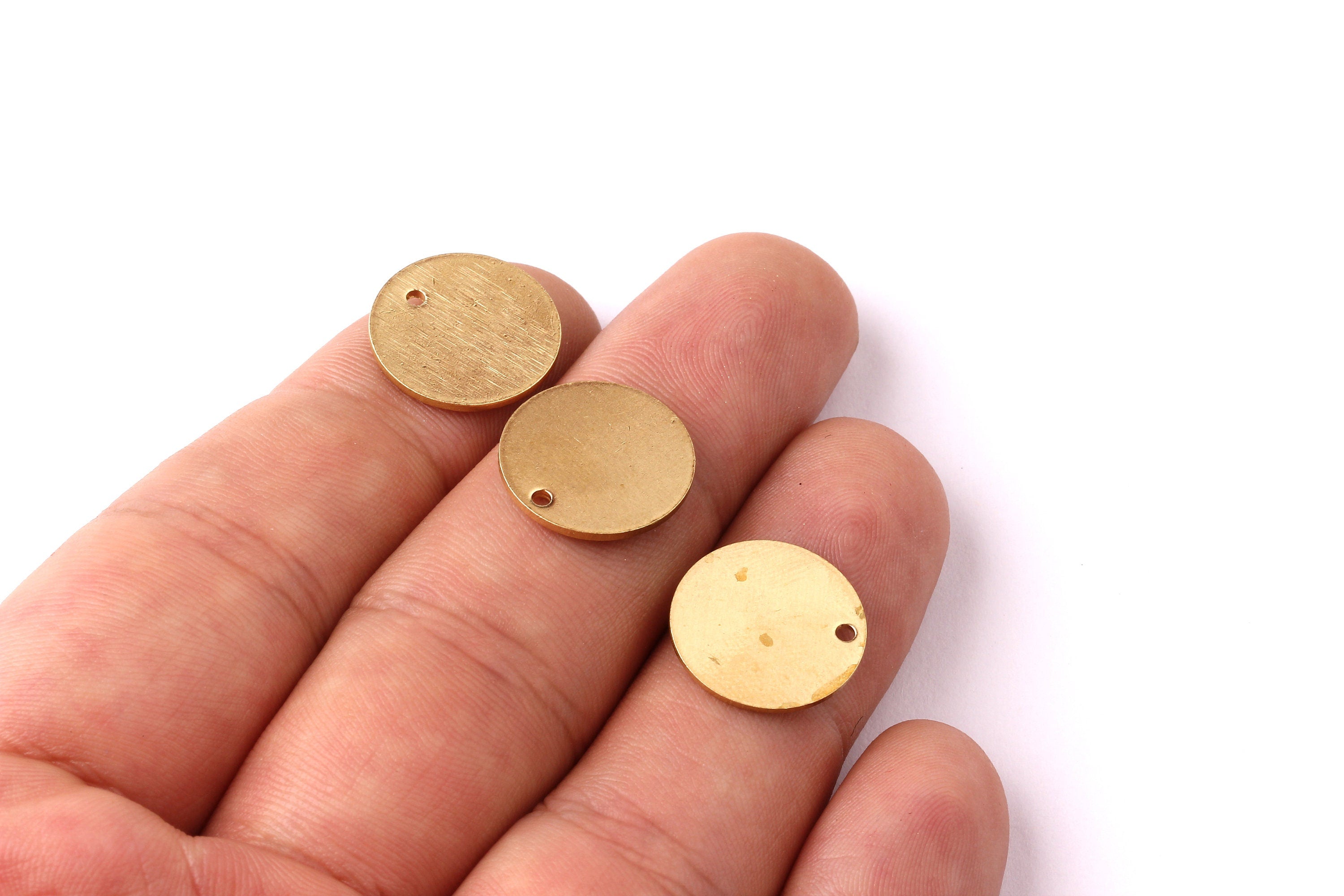 Raw Brass Round Tag- Brass Textured Tag - Raw Brass Charms - Jewelry Supplies - 15x1mm - PP1215 - DOMEDBAZAAR
