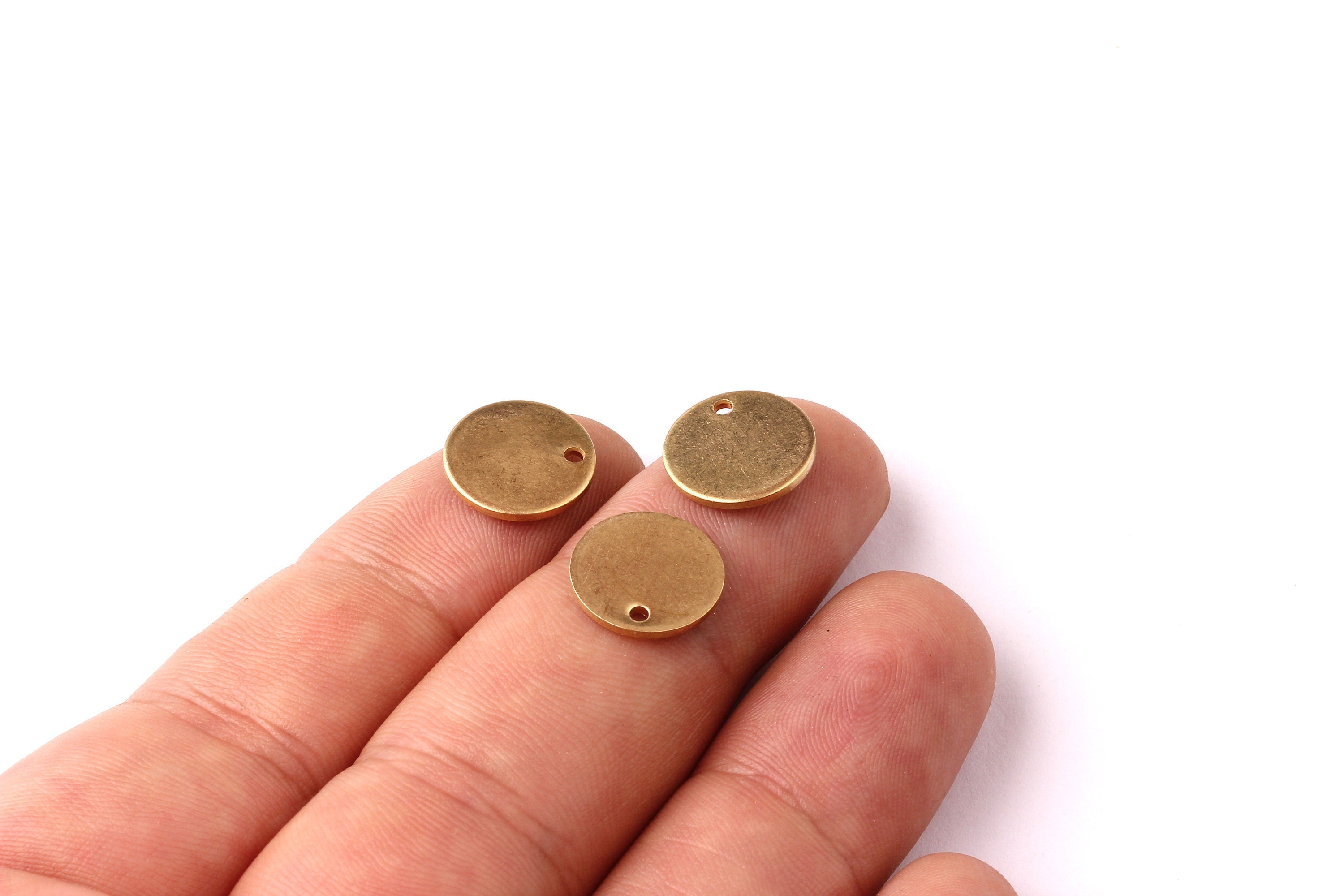 Raw Brass Round Tag- Brass Stamping Tag - Raw Brass Charms - Jewelry Supplies - 12x1mm - PP1217 - DOMEDBAZAAR