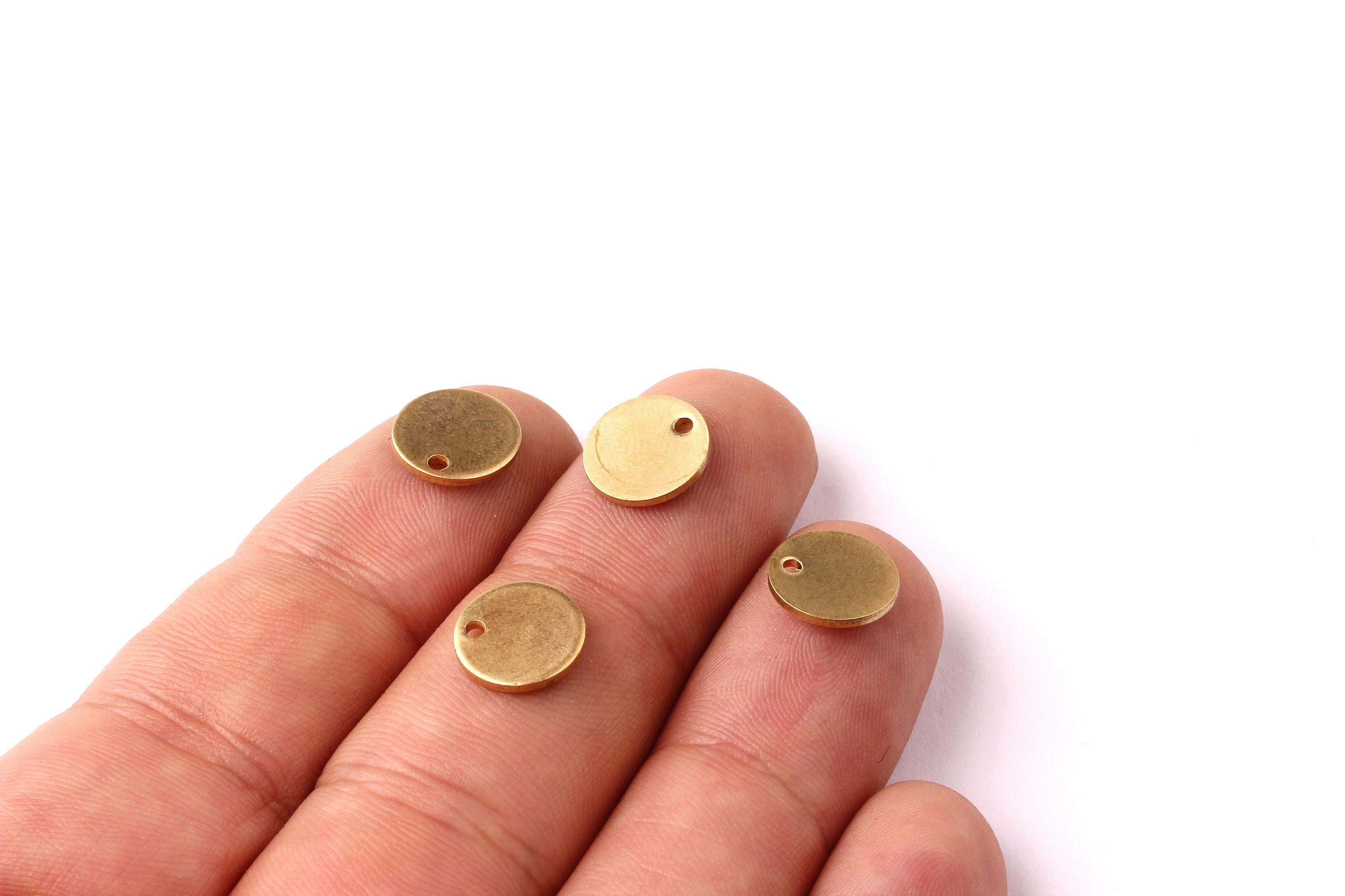 Raw Brass Round Tag- Brass Stamping Tag - Raw Brass Charms - Jewelry Supplies - 10x1mm - PP1218 - DOMEDBAZAAR