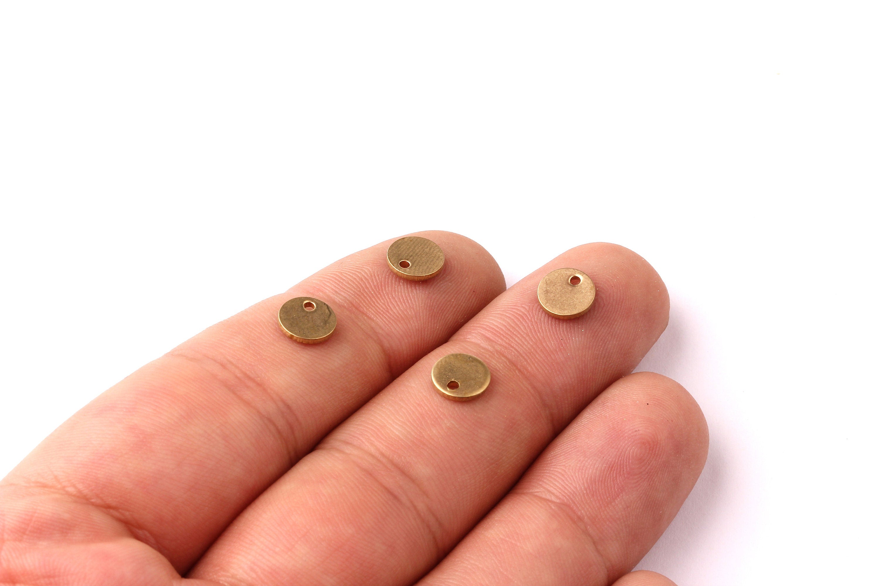 Raw Brass Round Tag- Brass Stamping Tag - Raw Brass Charms - Jewelry Supplies - 7x1mm - PP1220 - DOMEDBAZAAR