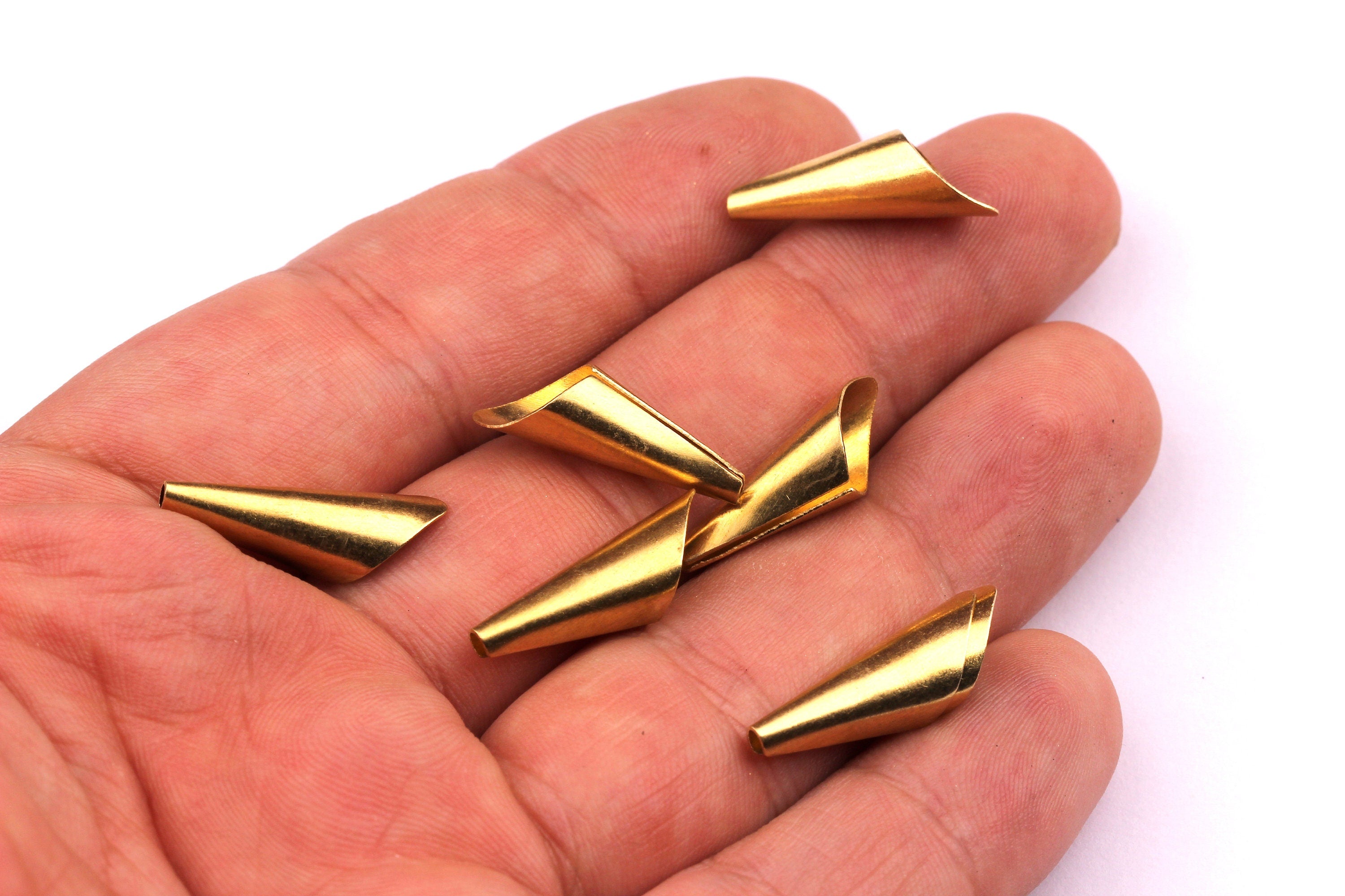 Brass Cone Bead Caps- Raw Brass Cone Bead Caps - Jewelry Supplies - 25x7mm - PP1194 - DOMEDBAZAAR
