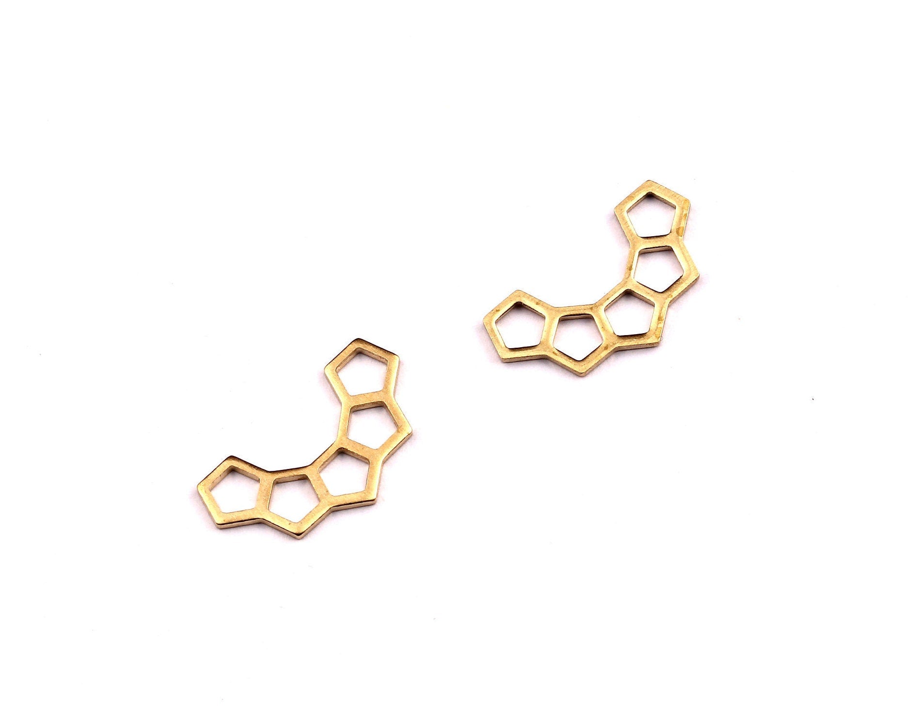 Brass Honeycomb Shaped Charms- Raw Brass Honeycomb Charms - Earring Findings - Jewelry Supplies - 9.5x17mm - PP1206 - DOMEDBAZAAR