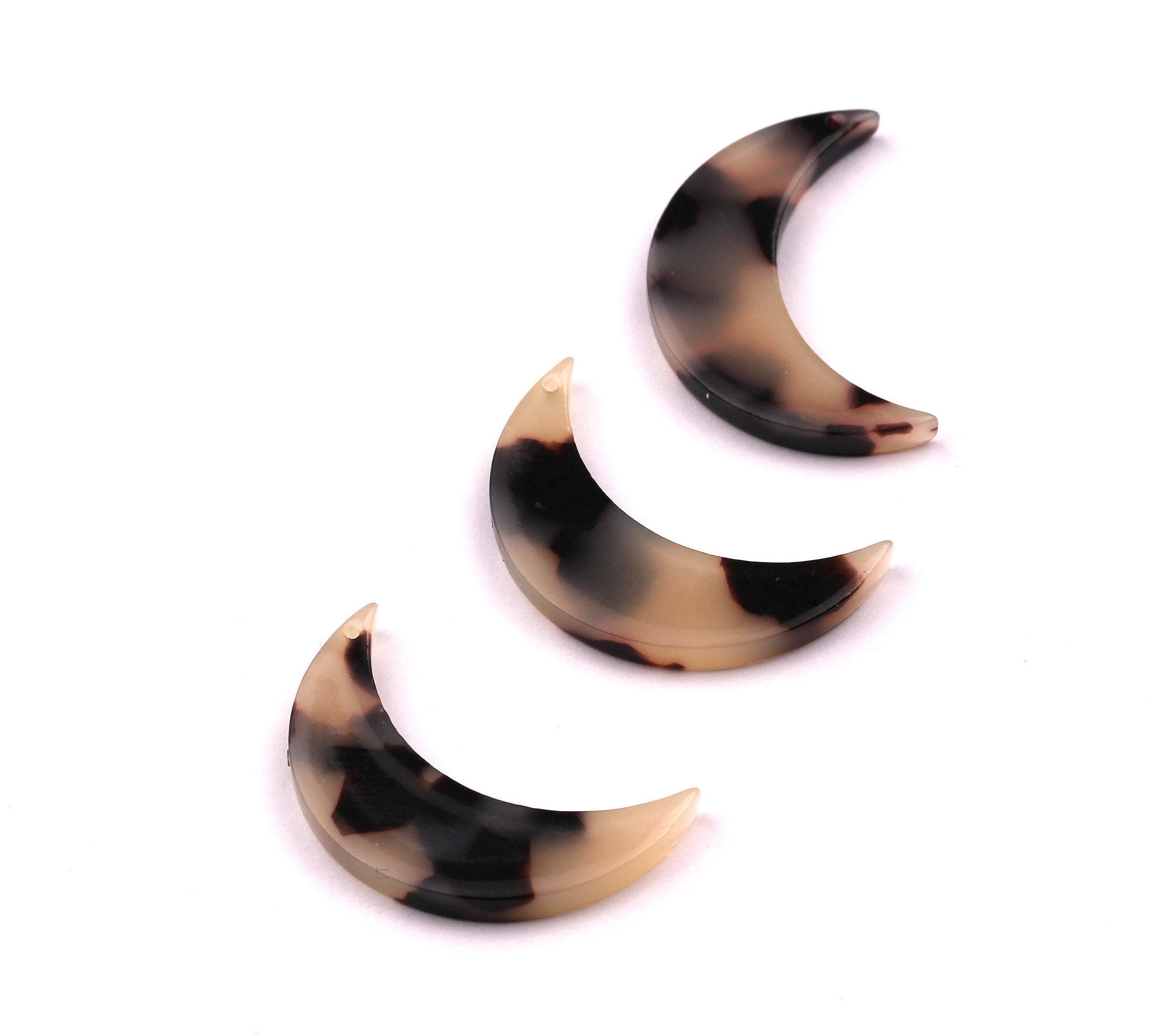 Acetate Moon Charms - Blonde Tortoise Shell Earrings - Moon Earrings and Pendant - Earring Findings - Color Code: A07 - 27x17mm - AC1031B - DOMEDBAZAAR