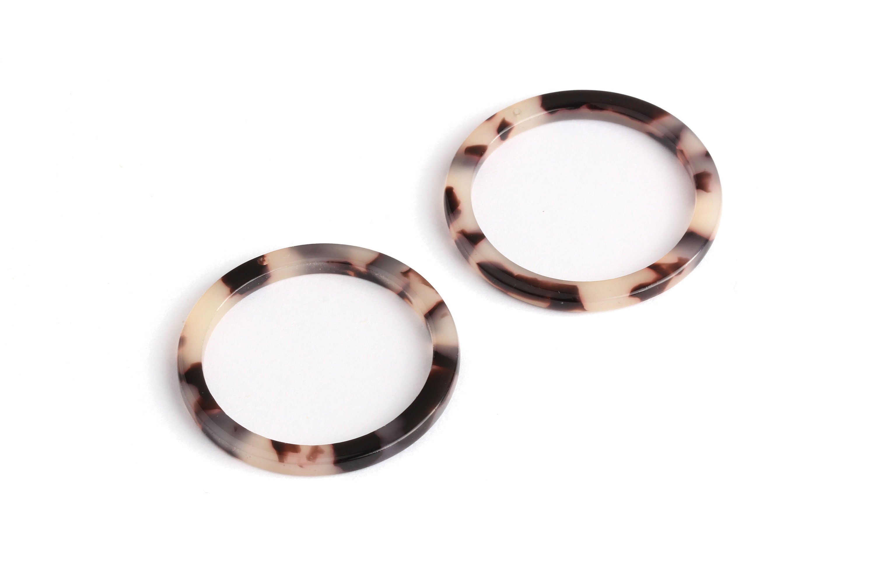 Acetate Circle Charms - Blonde Tortoise Shell Earrings - Circle Earrings & Pendant - Earring Findings - Color Code: A07 - 32x2.5mm - AC1043D - DOMEDBAZAAR