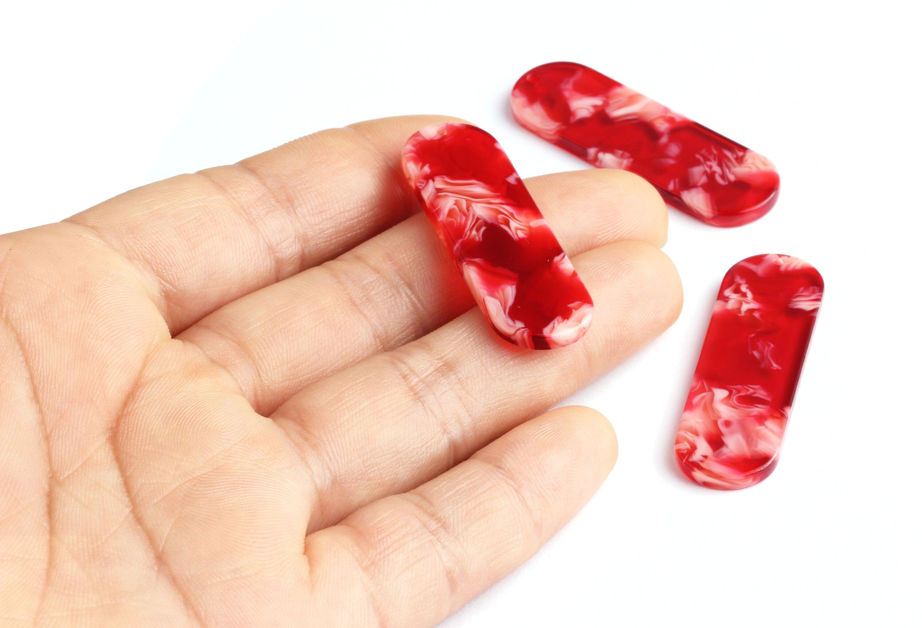 Acetate Oval Charms - Oval Earrings and Pendant - Earring Findings - Jewelry Supplies - Color Code: A29 - 39.7x12.7x2.55mm - AC1075E - DOMEDBAZAAR