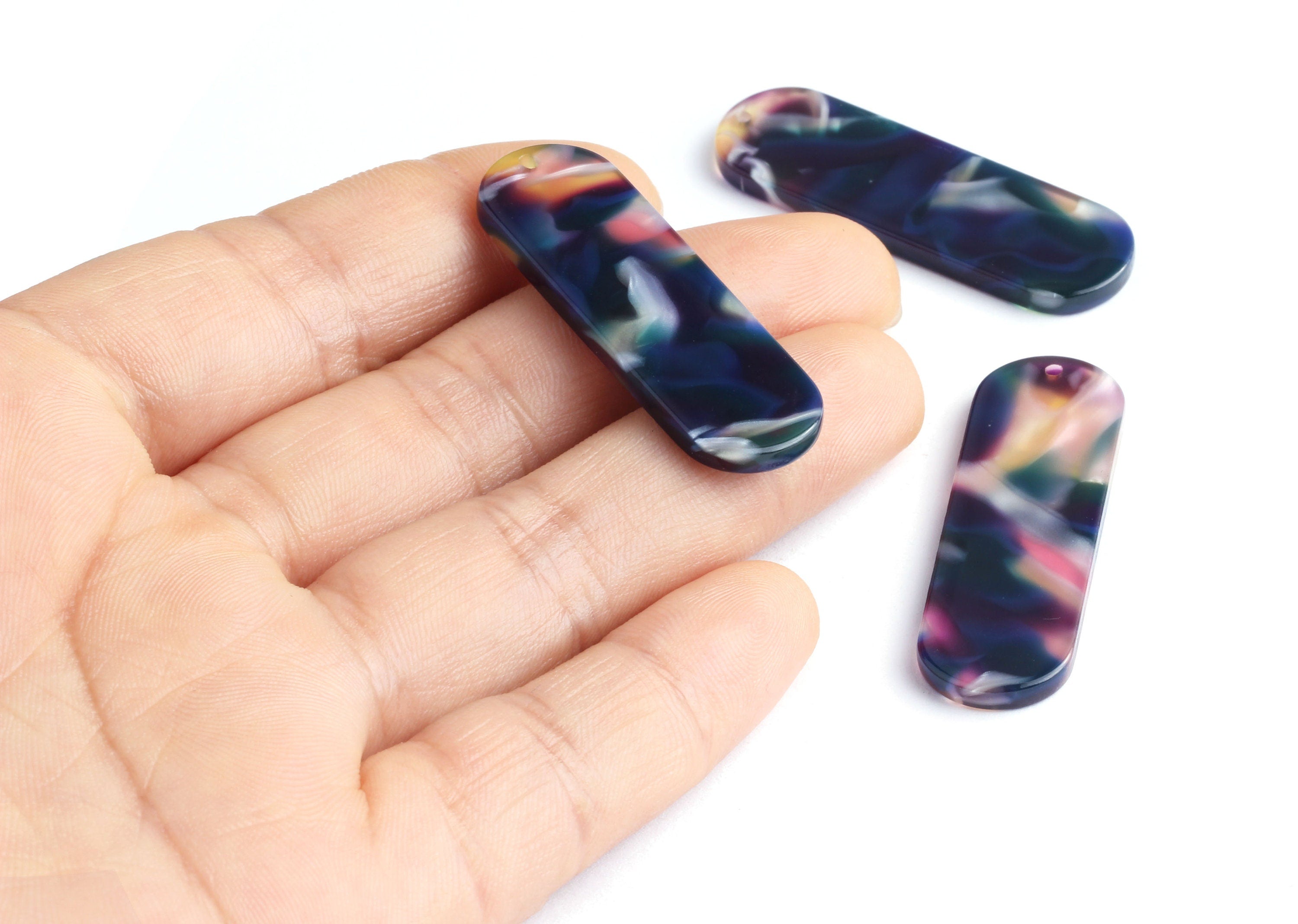 Acetate Oval Charms - Oval Earrings and Pendant - Earring Findings - Jewelry Supplies - 39.7x12.7x2.55mm - AC1075F - DOMEDBAZAAR