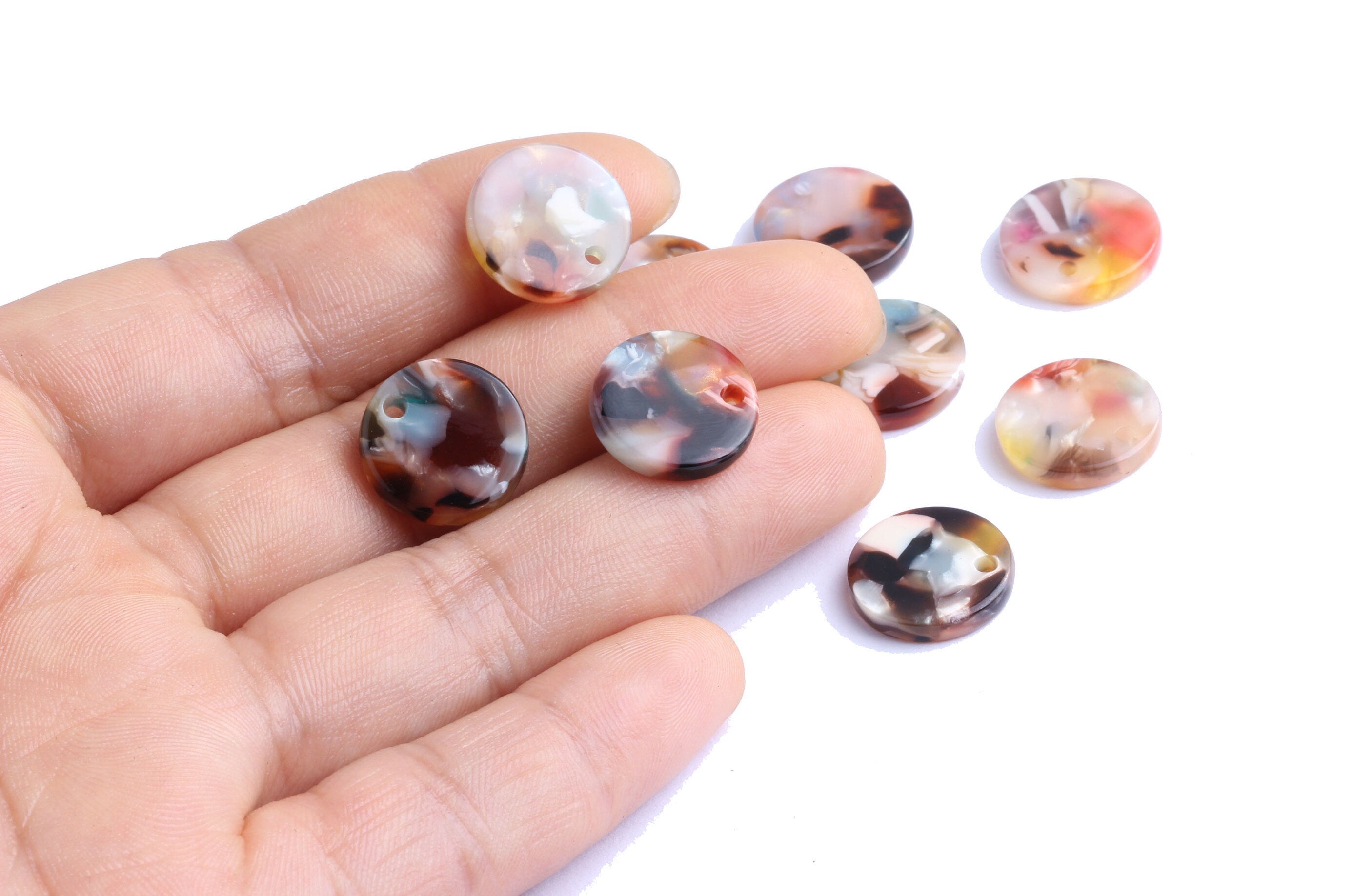 Acetate Coin & Round Charms - Coin and Round Earrings and Pendant - Earring Findings - 14.5x2.5mm - AC1064P - DOMEDBAZAAR