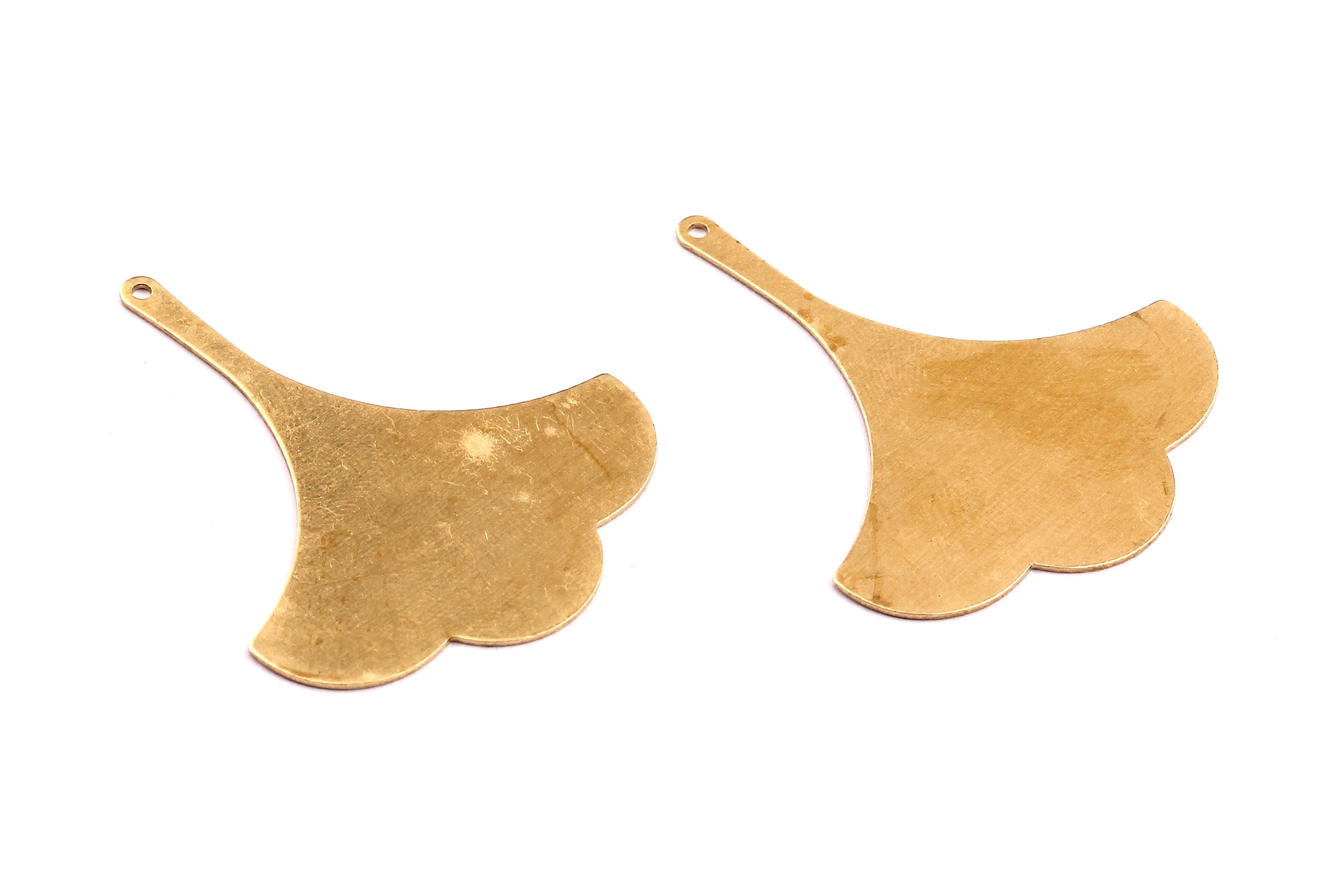Brass Gingko Charms - Gingko Leaf Shaped Raw Brass Pendant - Jewelry Supplies - 37x31x0.5mm - PP1244 - DOMEDBAZAAR