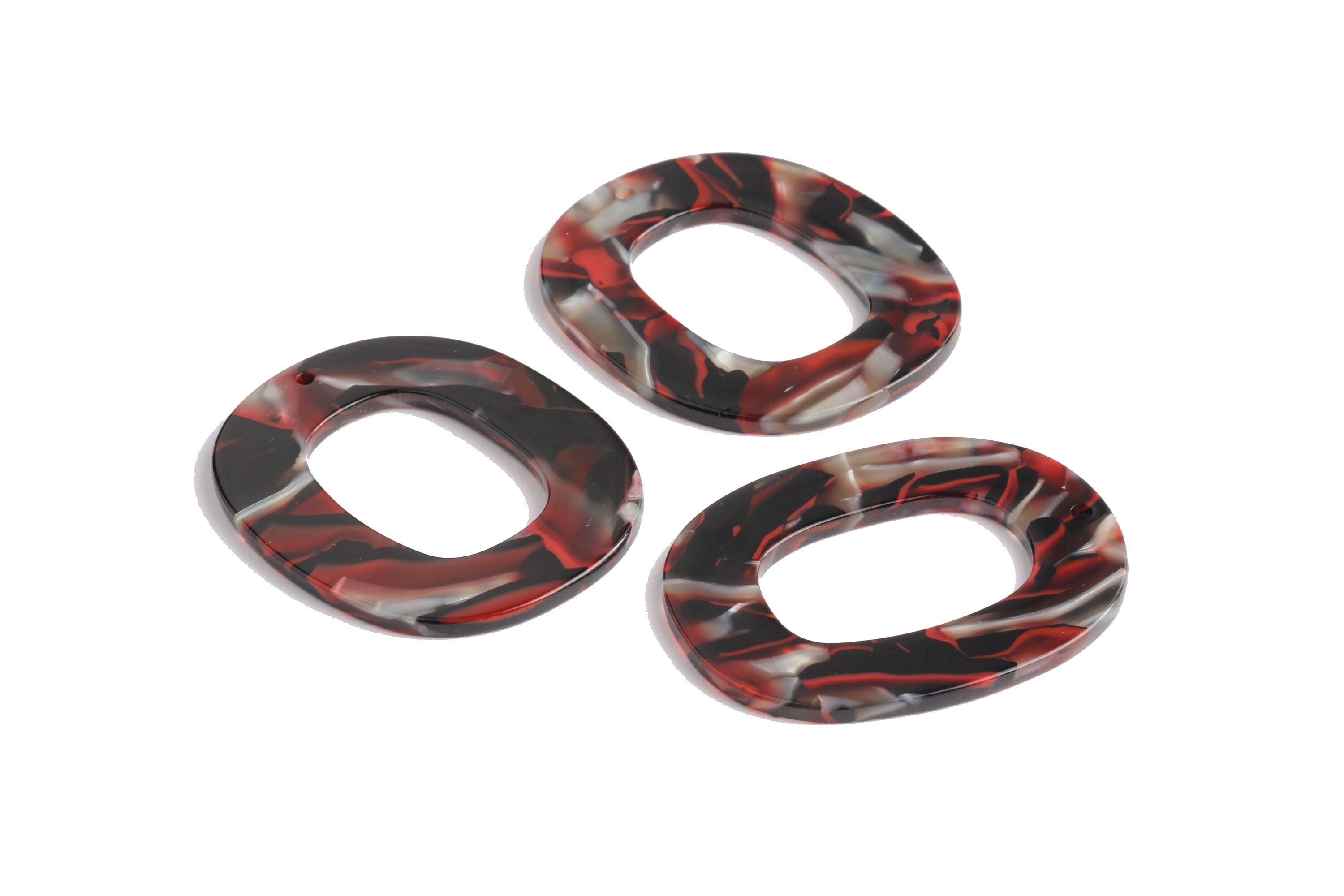 Acetate Oval Charms - Oval Earrings and Pendant - Earring Findings - Jewelry Supplies - Jewelry Supplies - 50X41X2.5mm - AC1012RB - DOMEDBAZAAR
