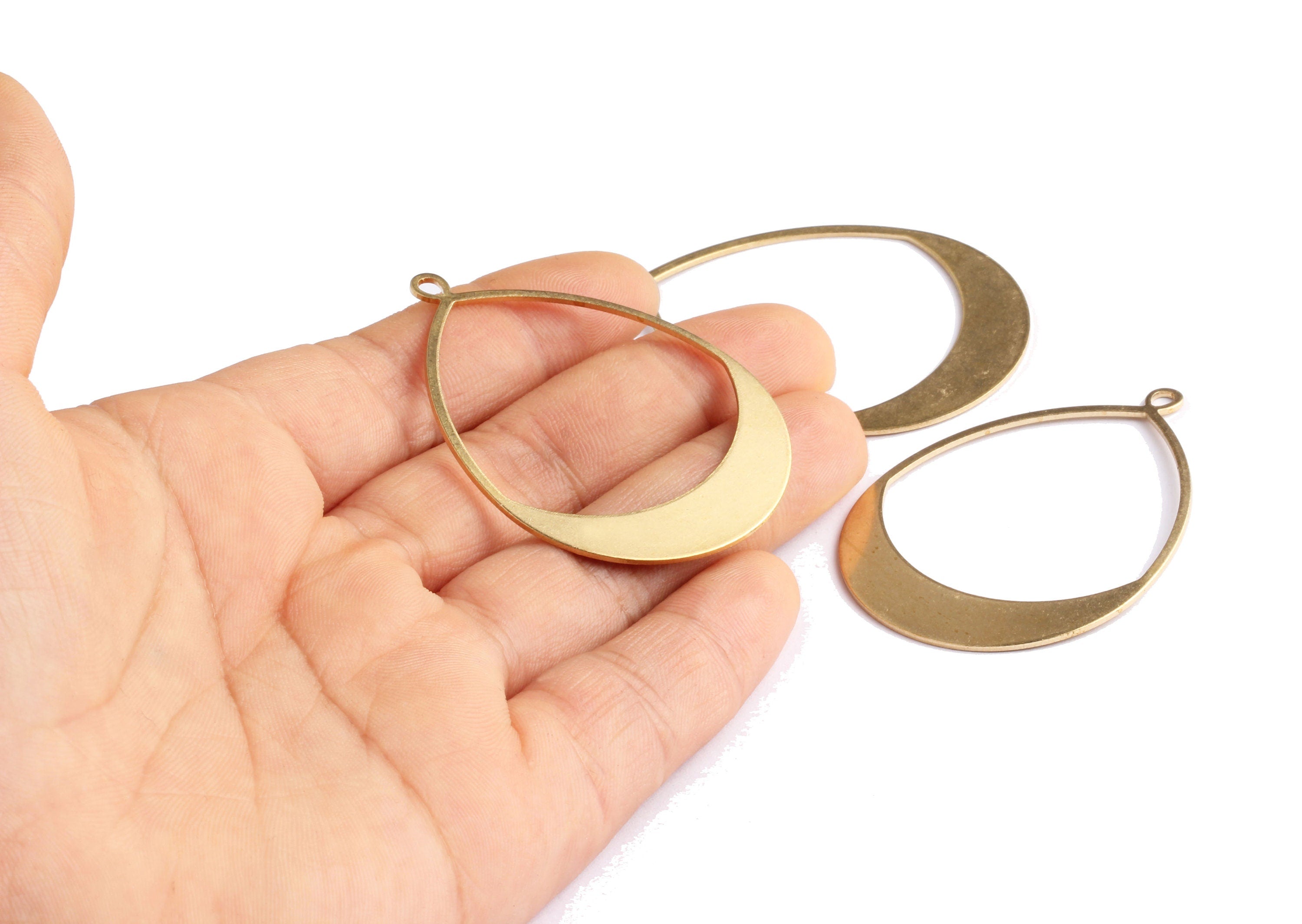 Brass Drop Charms - Drop Shaped Raw Brass Pendant - Jewelry Supplies - 49 x35.6x0.75mm - PP1193 - DOMEDBAZAAR