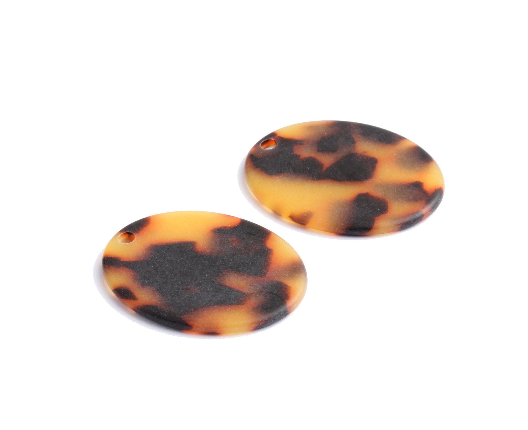 Acetate Matte Oval Charms - Tortoise Shell Earrings - Oval Pendant - Jewelry Making Supplys - Color Code: A03 - 34.5x27.2x2.46mm - AC1105A - DOMEDBAZAAR