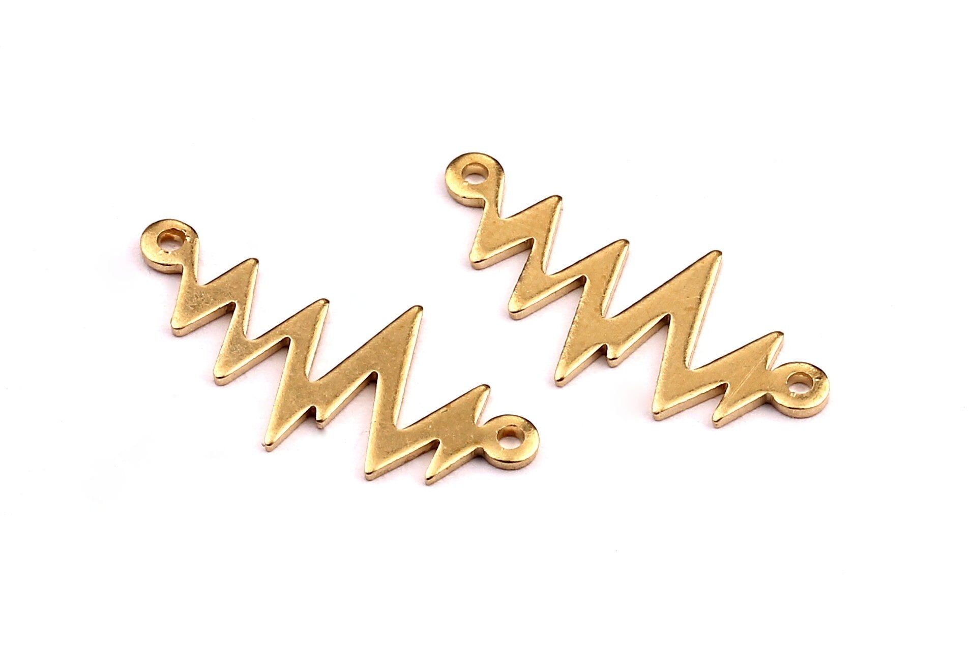 Raw Brass Connector - Pulse Shaped Brass Charms - Jewelry Supplies - 10x21x0.75mm - PP1268 - DOMEDBAZAAR