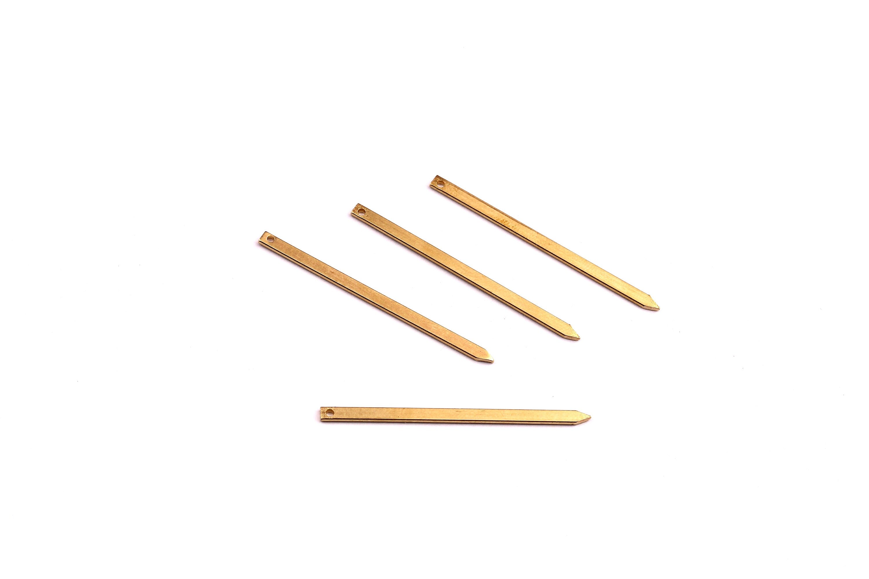 Brass Nail Charms - Stick Shaped Raw Brass Charms - Jewelry Supplies - 34x2x0.75mm - PP1273 - DOMEDBAZAAR