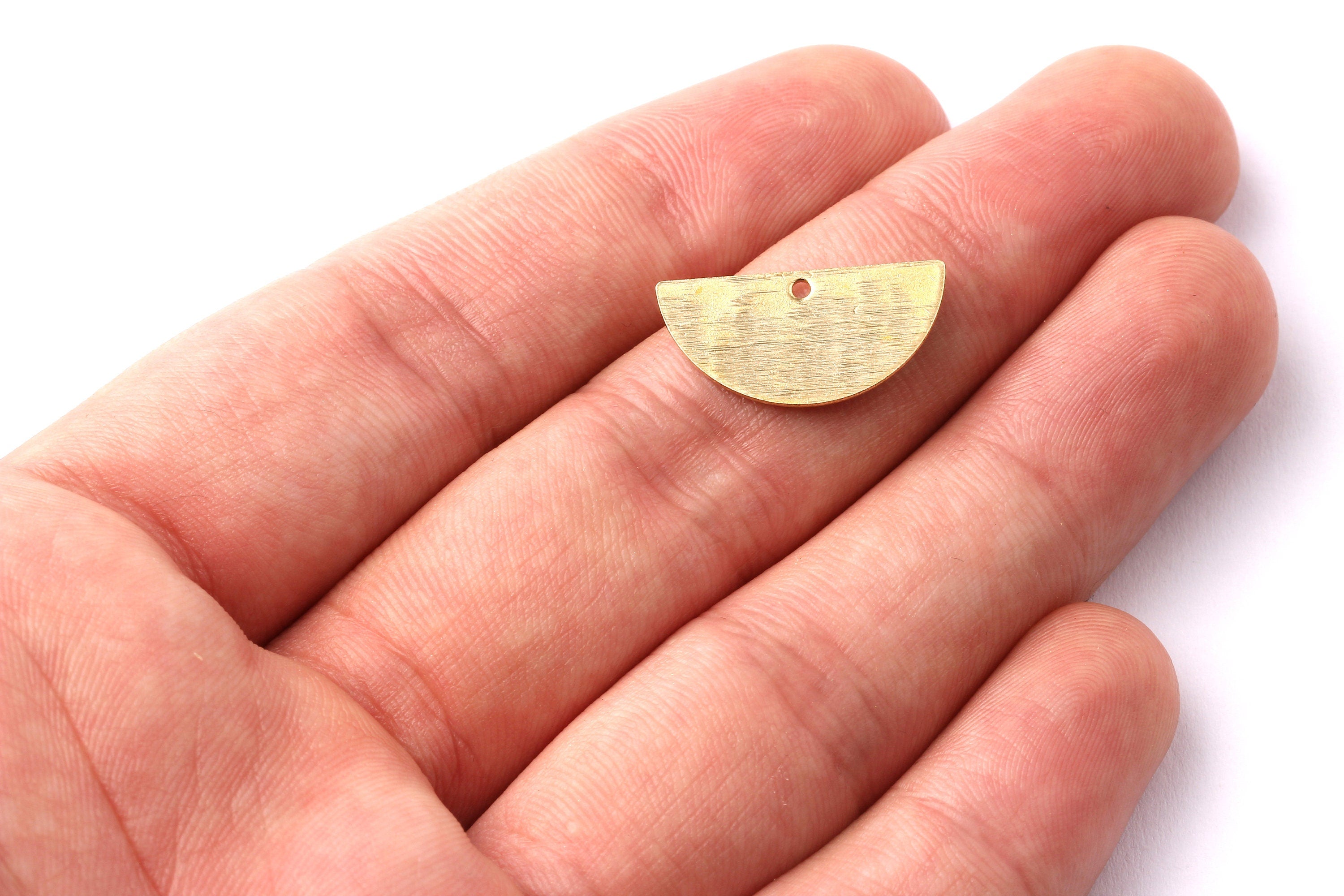 Half Moon Shaped Brass Charms - Semi Circle Shaped Raw Brass Charms - Jewelry Supplies - 10.5x21x0.6mm - PP1299 - DOMEDBAZAAR