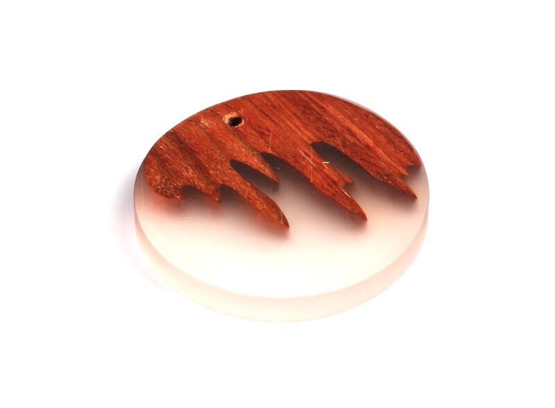 Wood Resin Pendant - Natural Monzo Wooden Charms - Circular Resin Necklace - Jewelry Supplies - Wooden Beads - 53.7x53.7x8.7mm - BB1052B - DOMEDBAZAAR