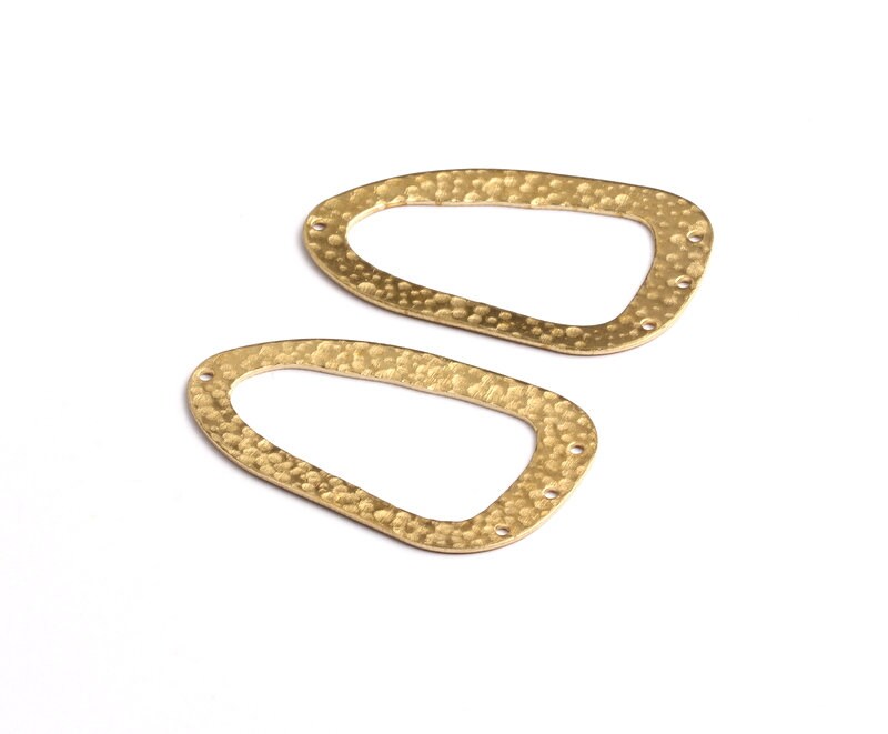 Brass Geometric Charms - Geometric Shaped Raw Brass Connector with 3 Holes - Jewelry Supplies - 43.6x25.5x0.82mm - PP1350 - DOMEDBAZAAR