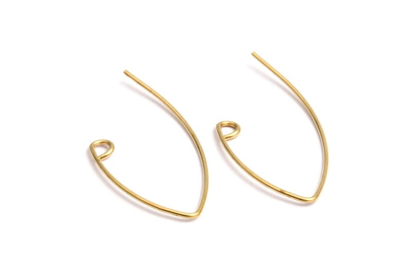 Raw Brass Earring Wires - V Shaped Brass Ear Wire - Jewelry Supplies - 29.3x12.8x0.68mm - PP1314 - DOMEDBAZAAR