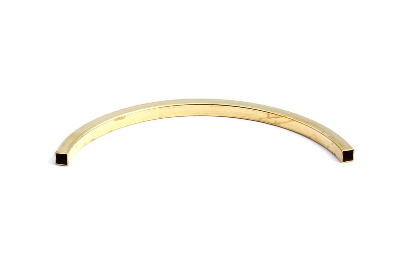 Raw Brass Tube - Raw Brass Square Shaped - Raw Brass Curved Tubes - 94x35x4mm - PP1180 - DOMEDBAZAAR