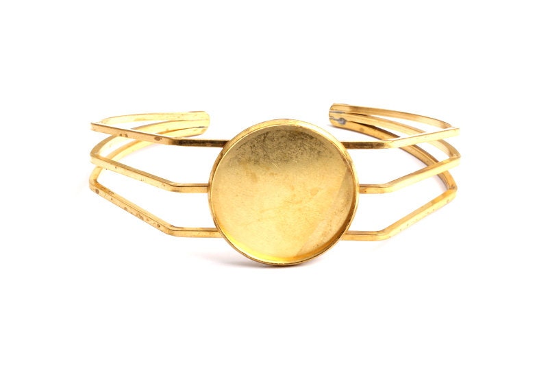 Adjustable Bangle Bracelet - Raw Brass Hexagon Engraving - Expandable Wire Bangle For Charms - Jewelry Supplies - 51.7x67.7x1.7mm - BRC7 - DOMEDBAZAAR